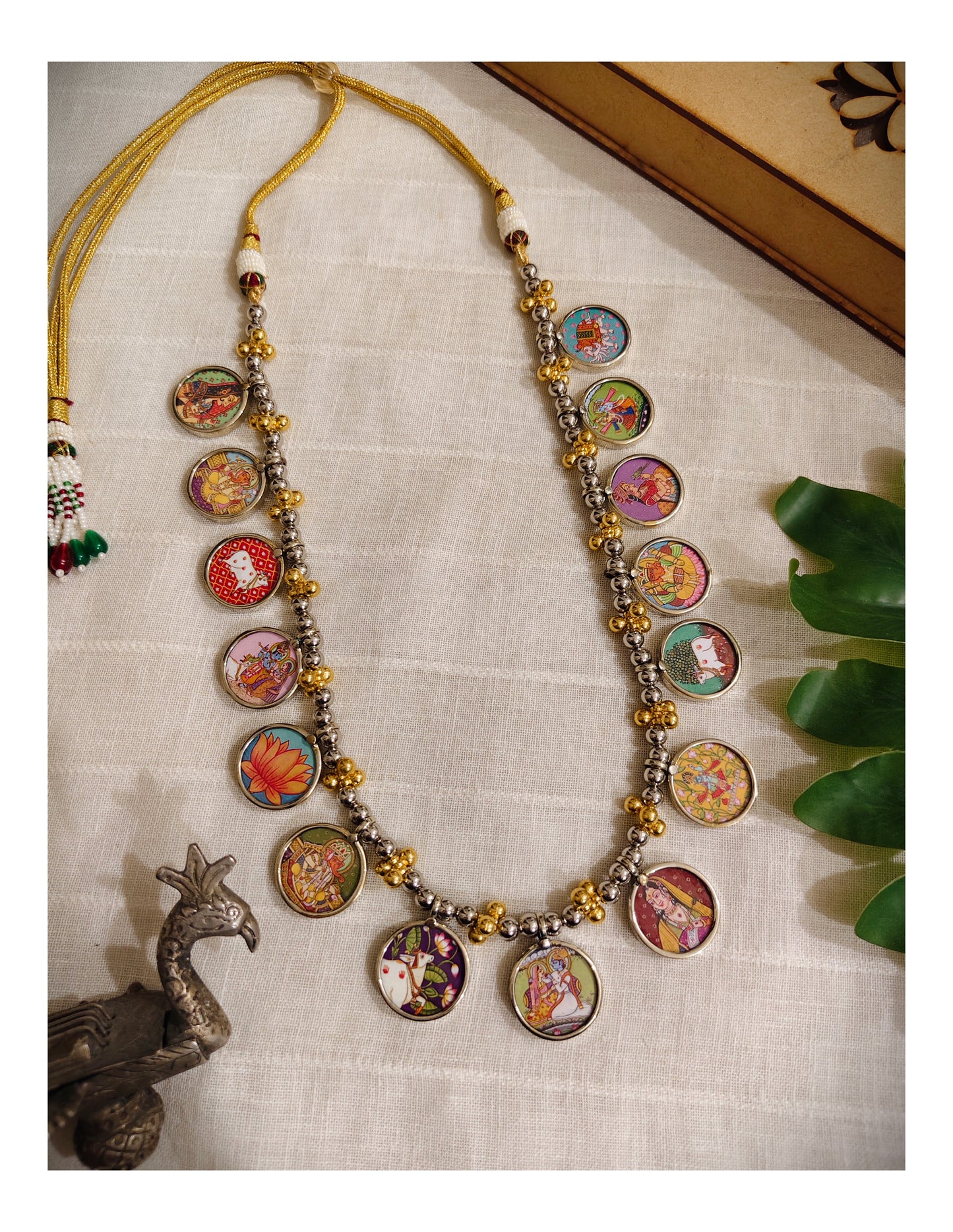 Beautiful Designer Painting Mix Dual Tone Necklace