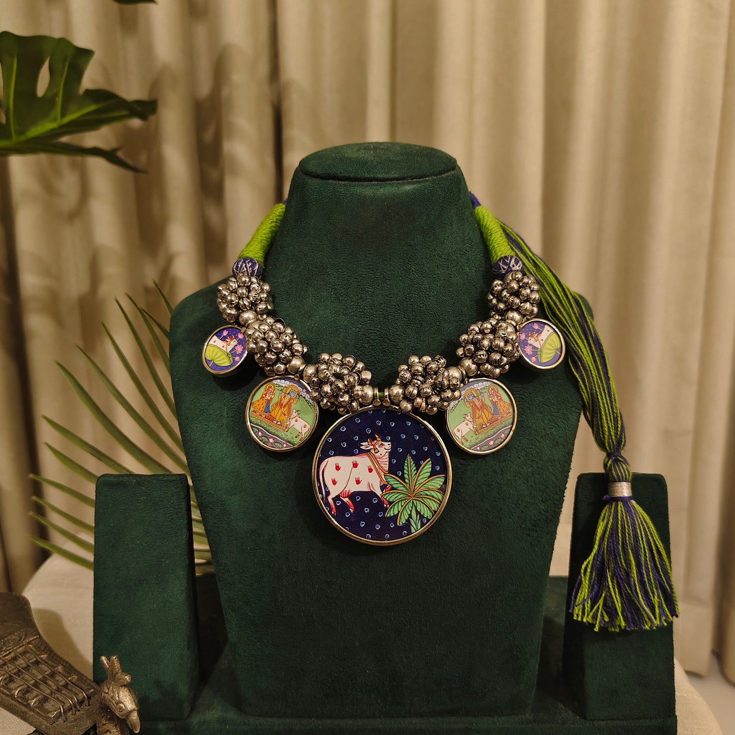 Beautiful Designer Painting With Ghungroo Ball & Handmade Dori Neckpiece