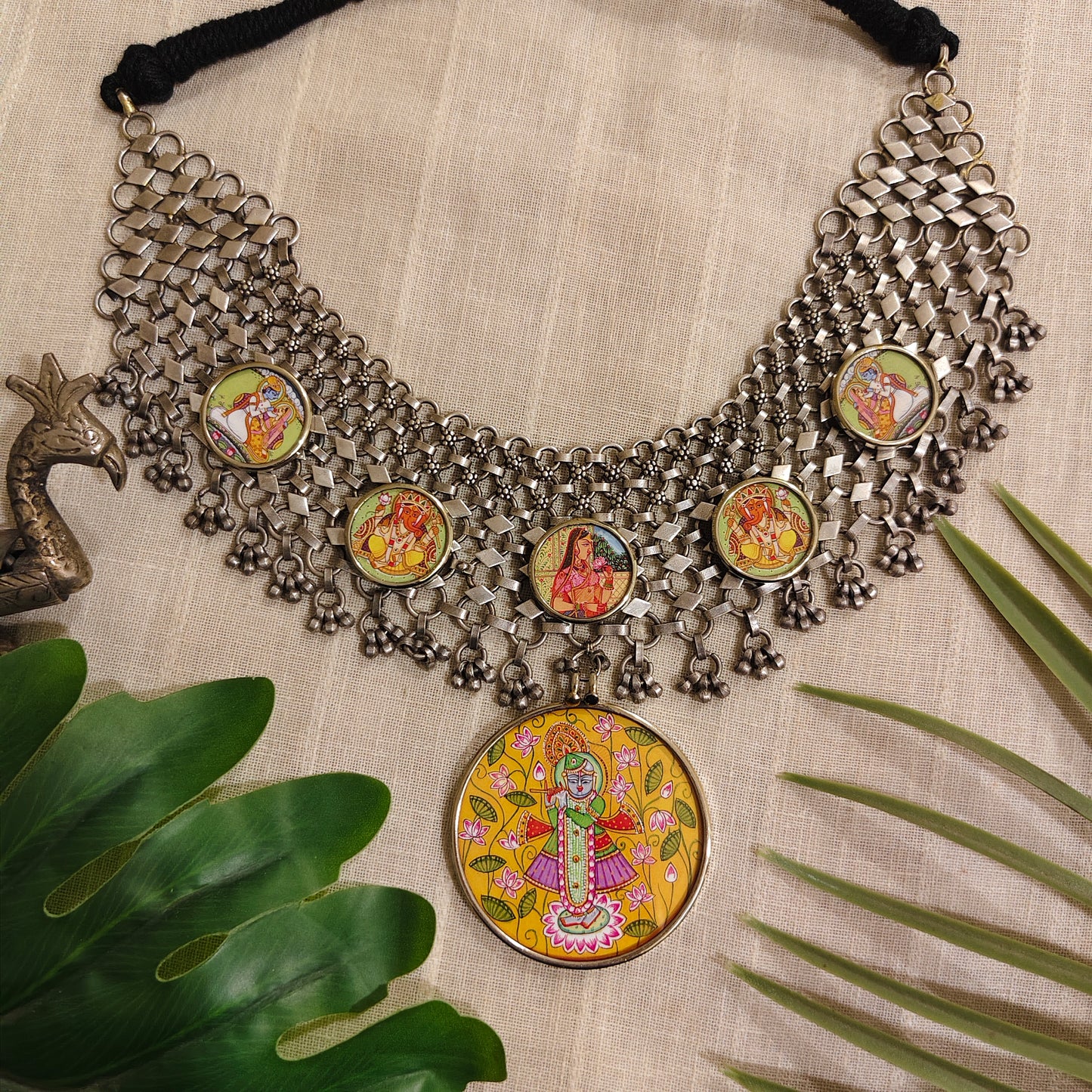 Beautiful Designer Painting Mix Jaal Patta Neckpiece