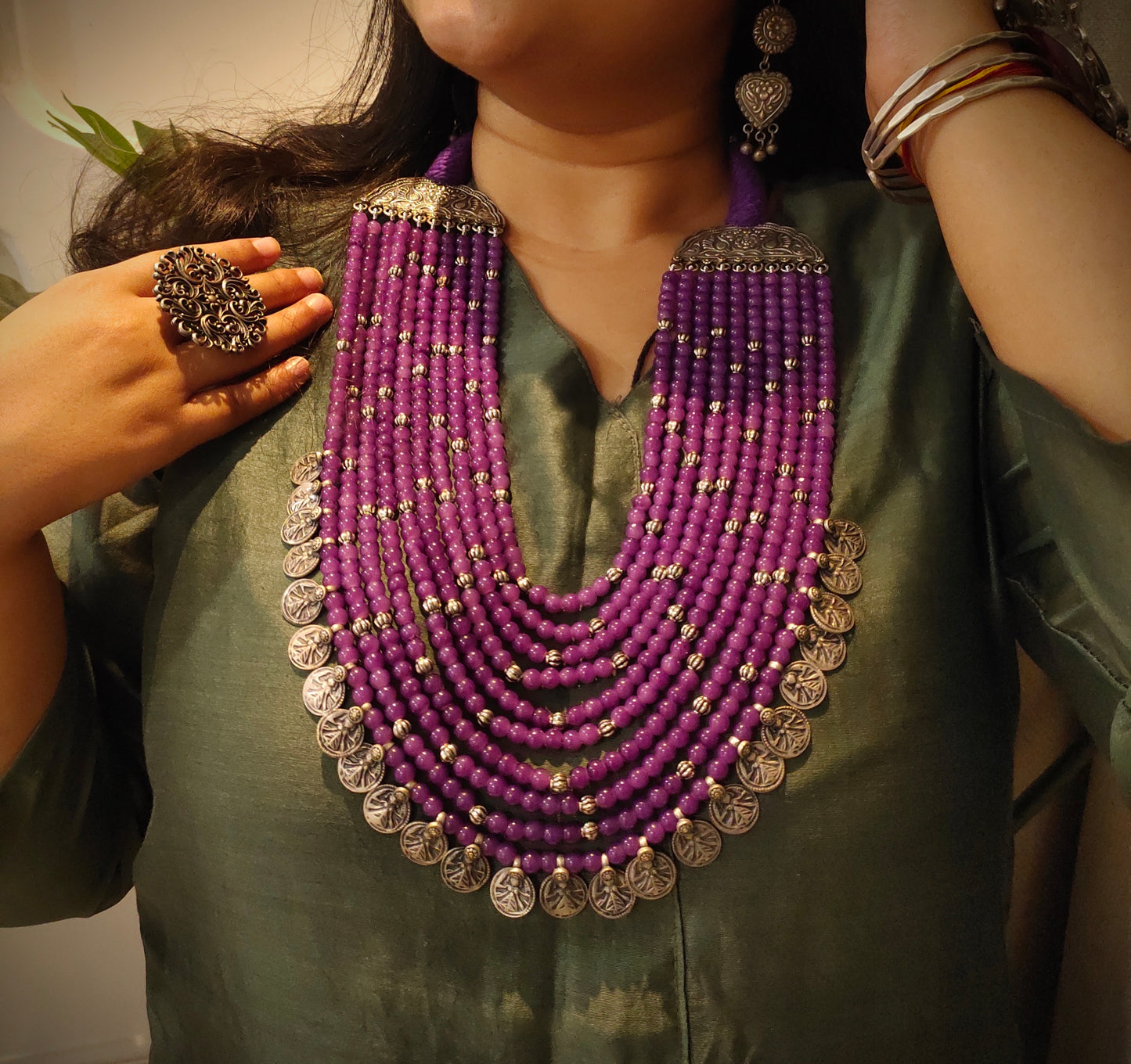 Beautiful Designer Layered Beaded Paatri Necklace