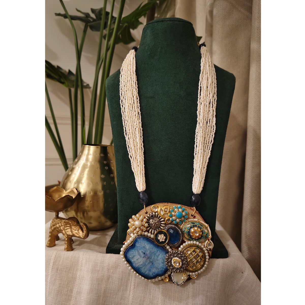 Beautiful Designer Wooden Fusion Pendant Necklace