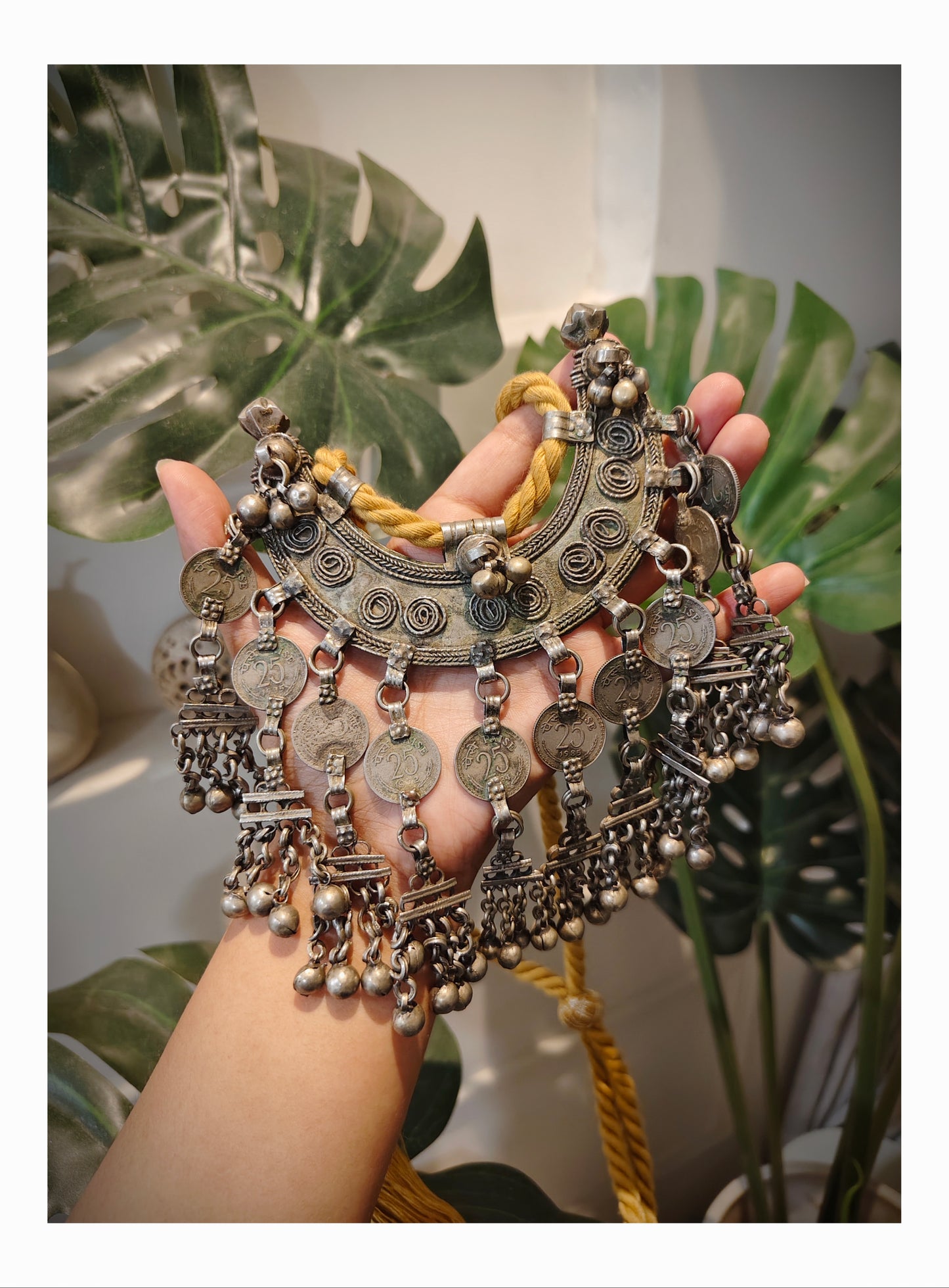 Beautiful Tribal Chaand Necklace With Handmade Dori