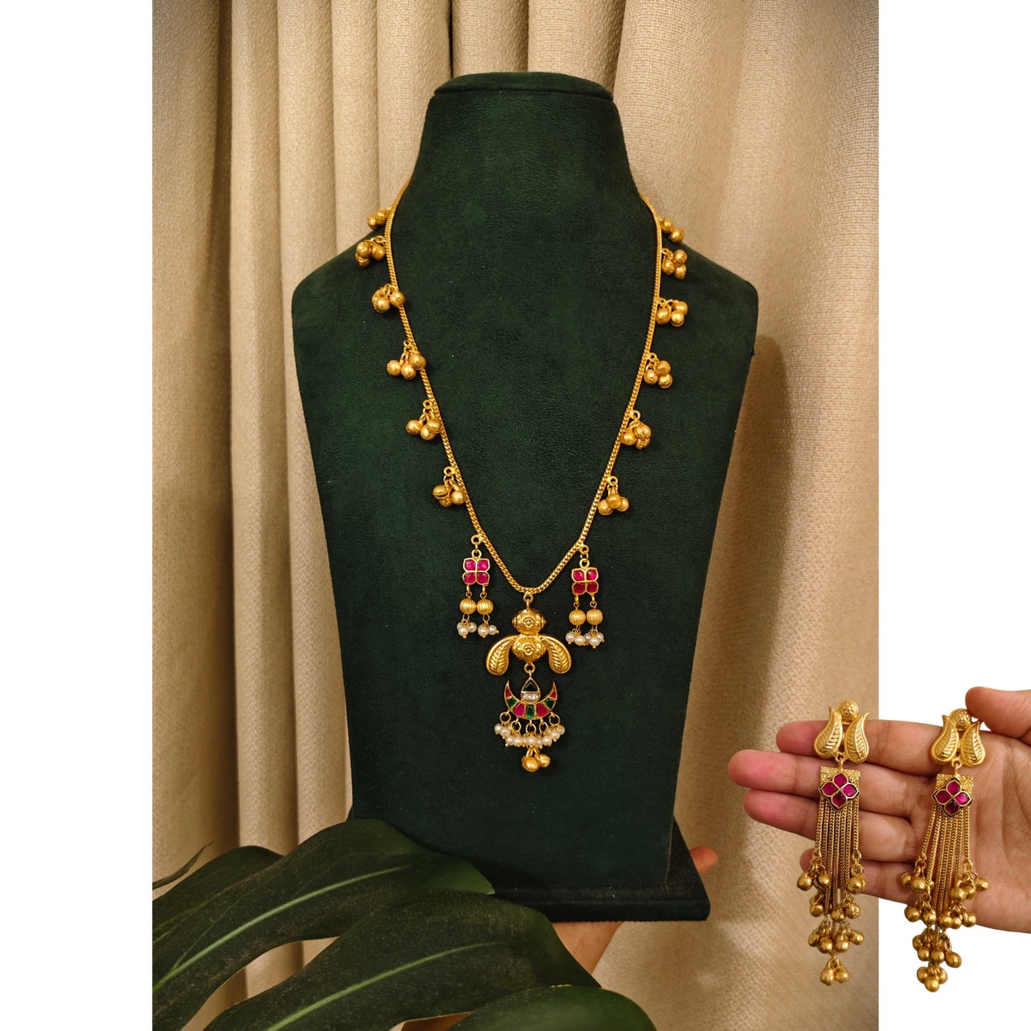 Beautiful Designer Apala Polish Necklace With Earrings