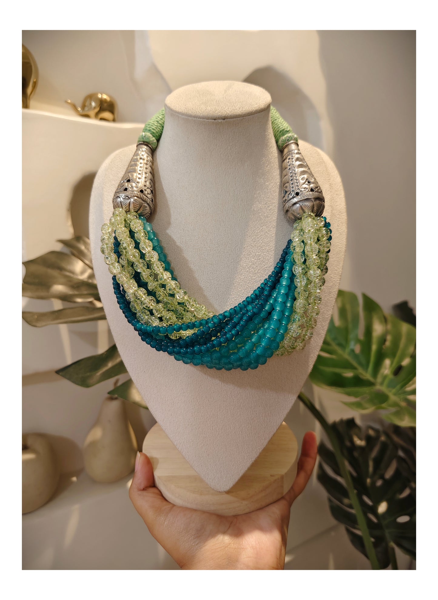 Beautiful Designer Twisted Beads Statement Necklace