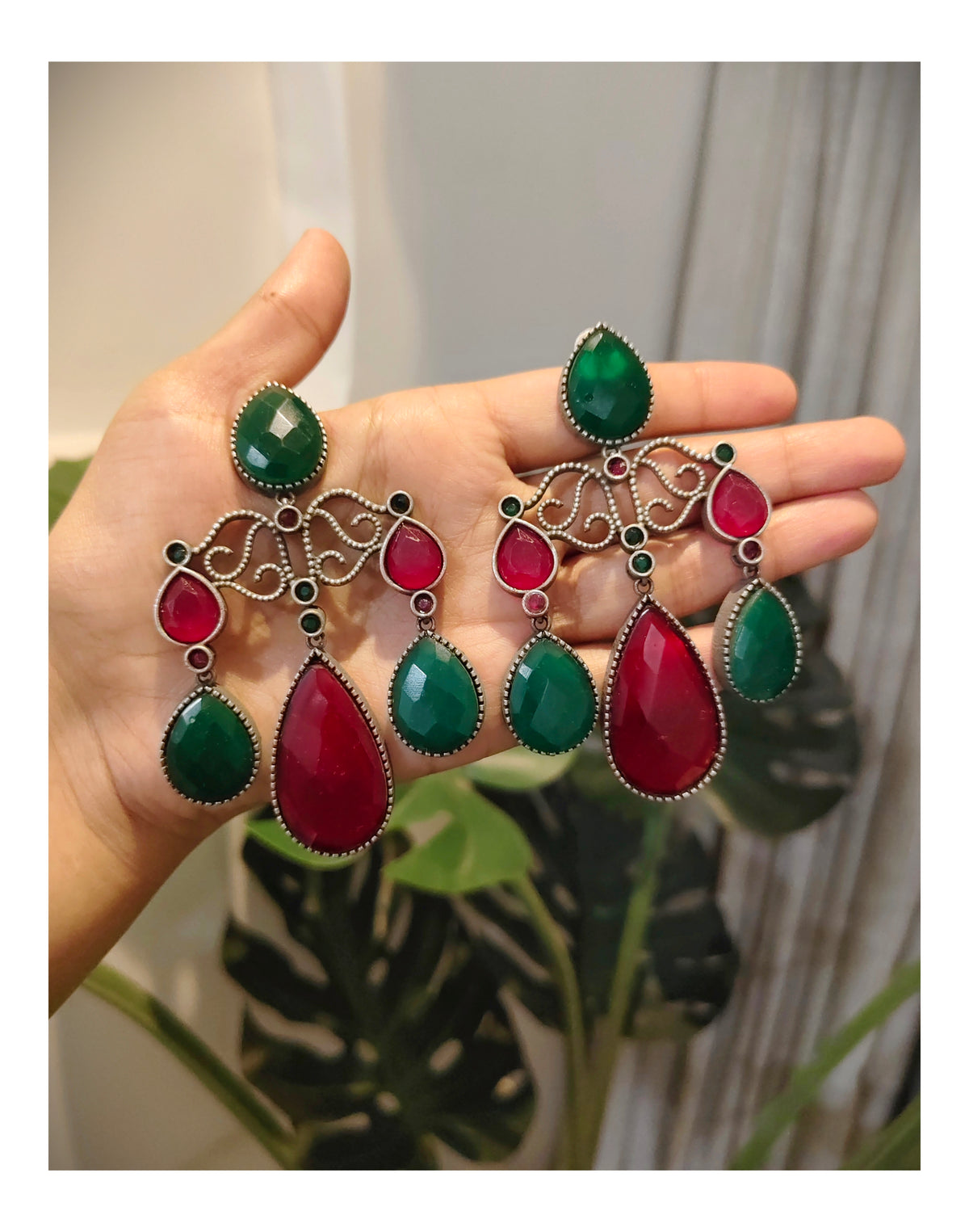Beautiful Designer Stone Embedded Big Earrings