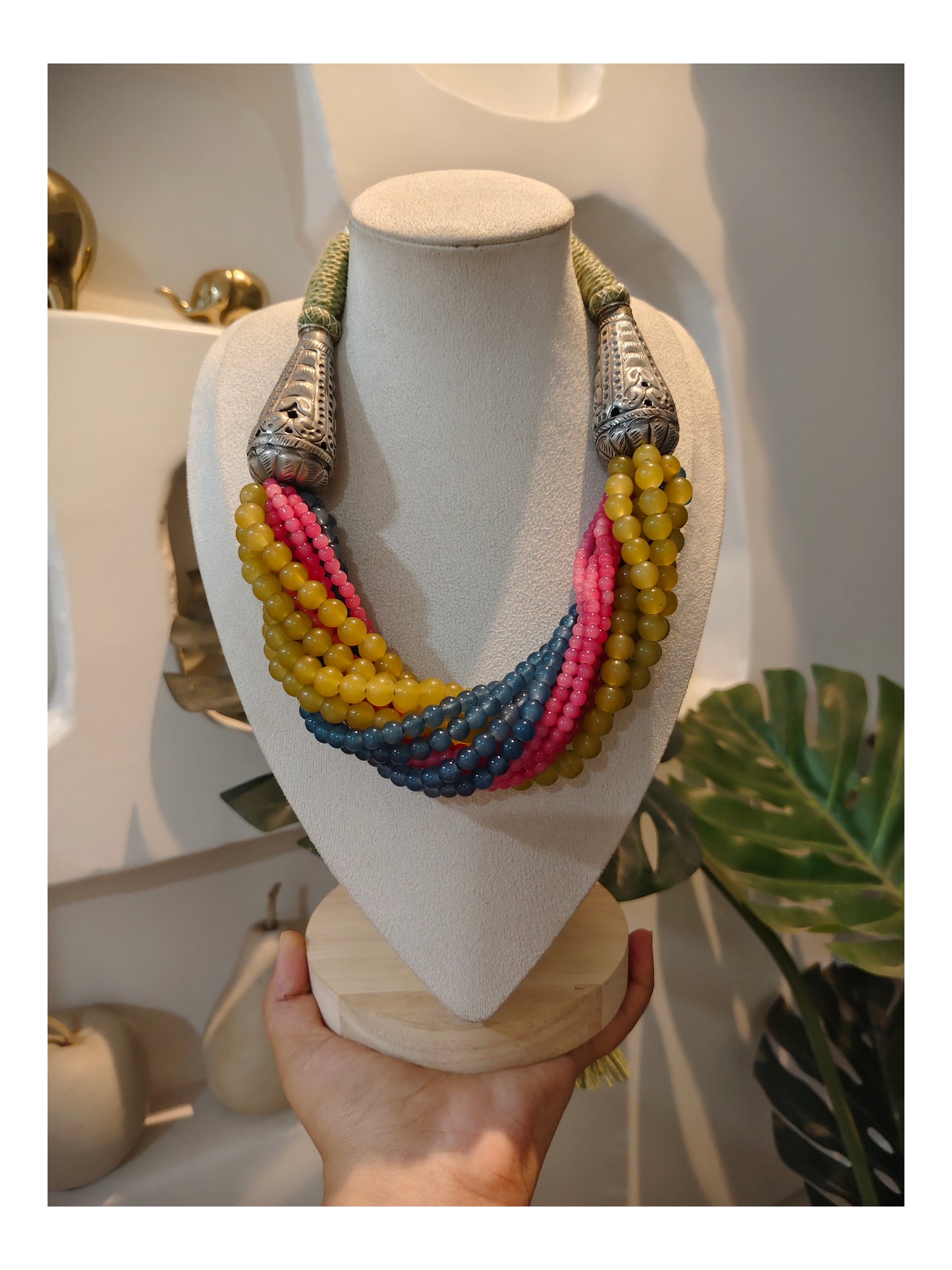 Beautiful Designer Twisted Beads Mix Statement Necklace