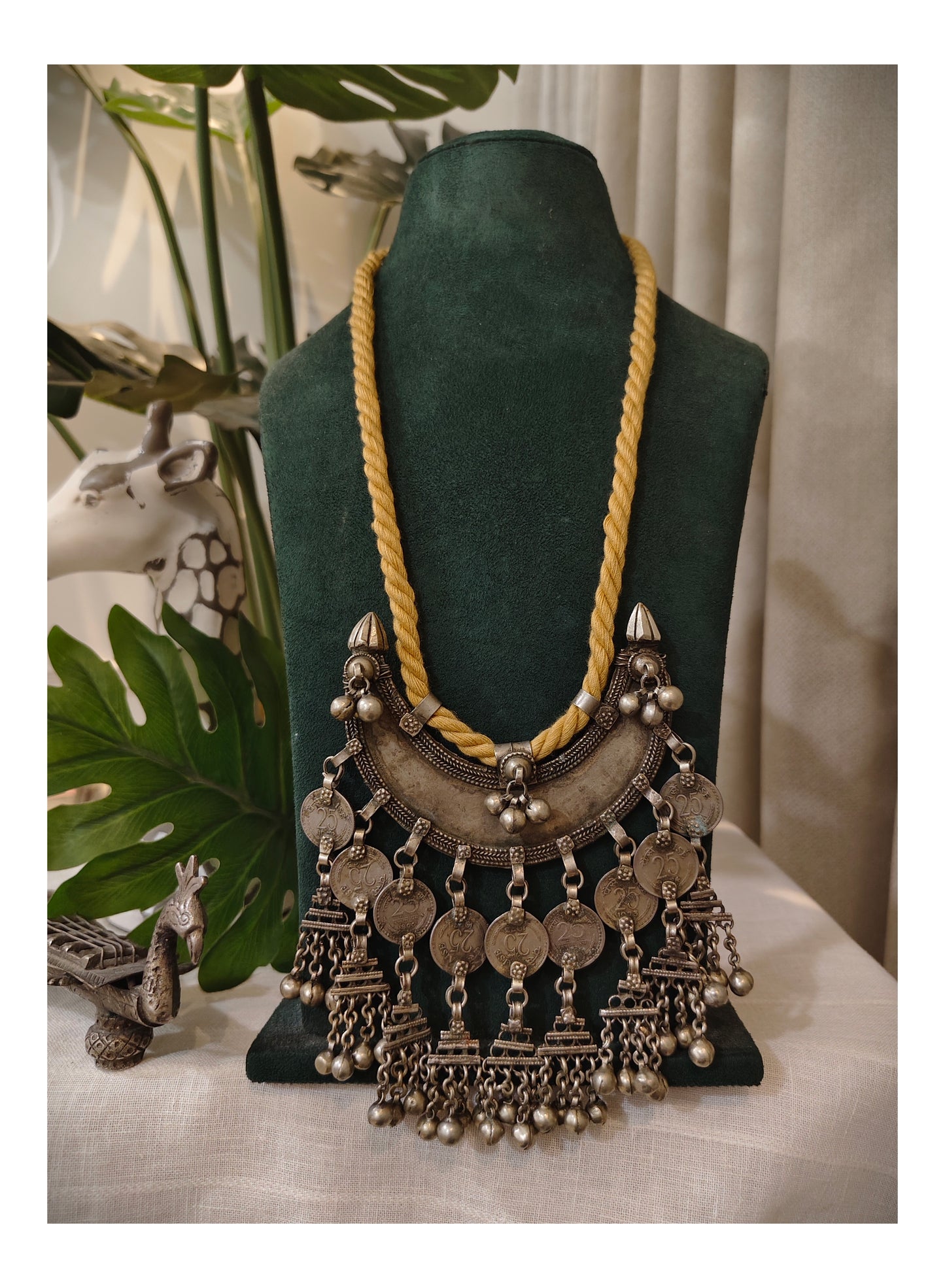 Beautiful Tribal Chaand Necklace With Handmade Dori