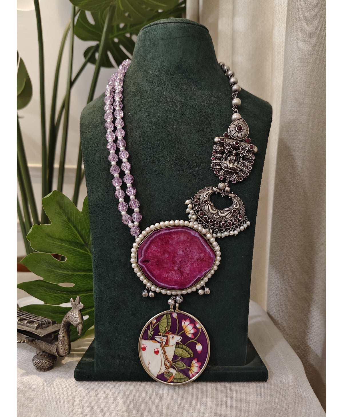 Beautiful Designer Painting & Natural Stone Stylish Necklace