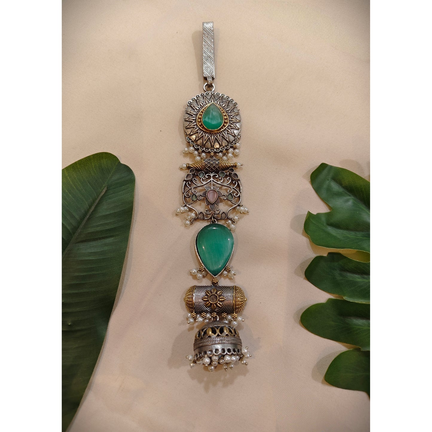 Beautiful Designer Stone Embedded Dual Tone Chaabi Gutchha (To be worn on waist)
