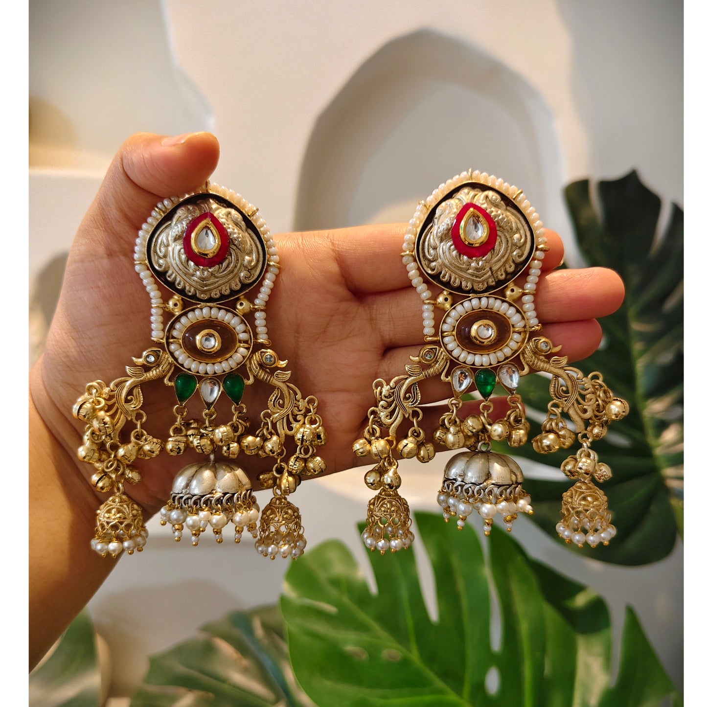 Beautiful Designer Apala Polish Thappa Work Lightweight Earrings