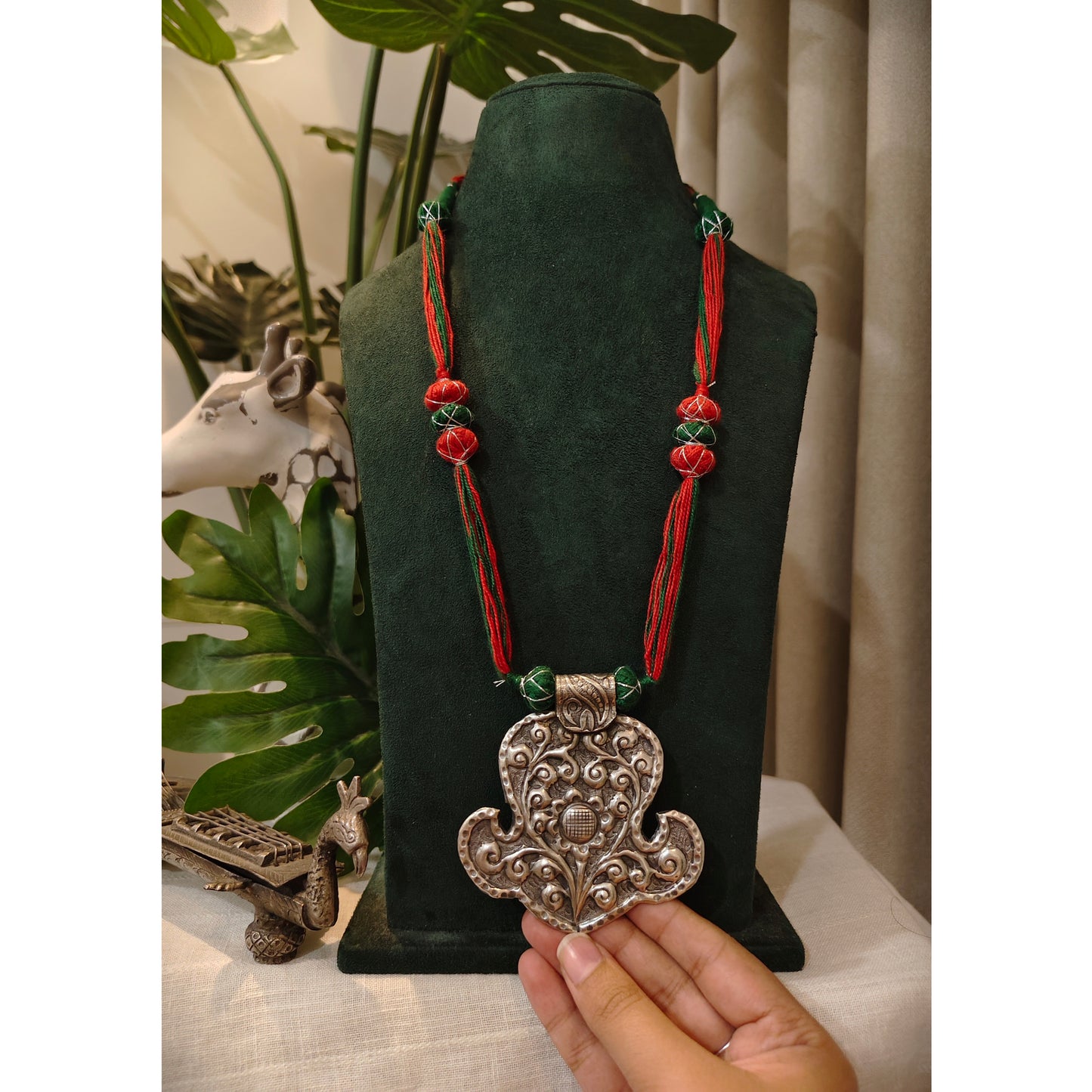 Beautiful Designer Chitai Work Pendant Dori Necklace