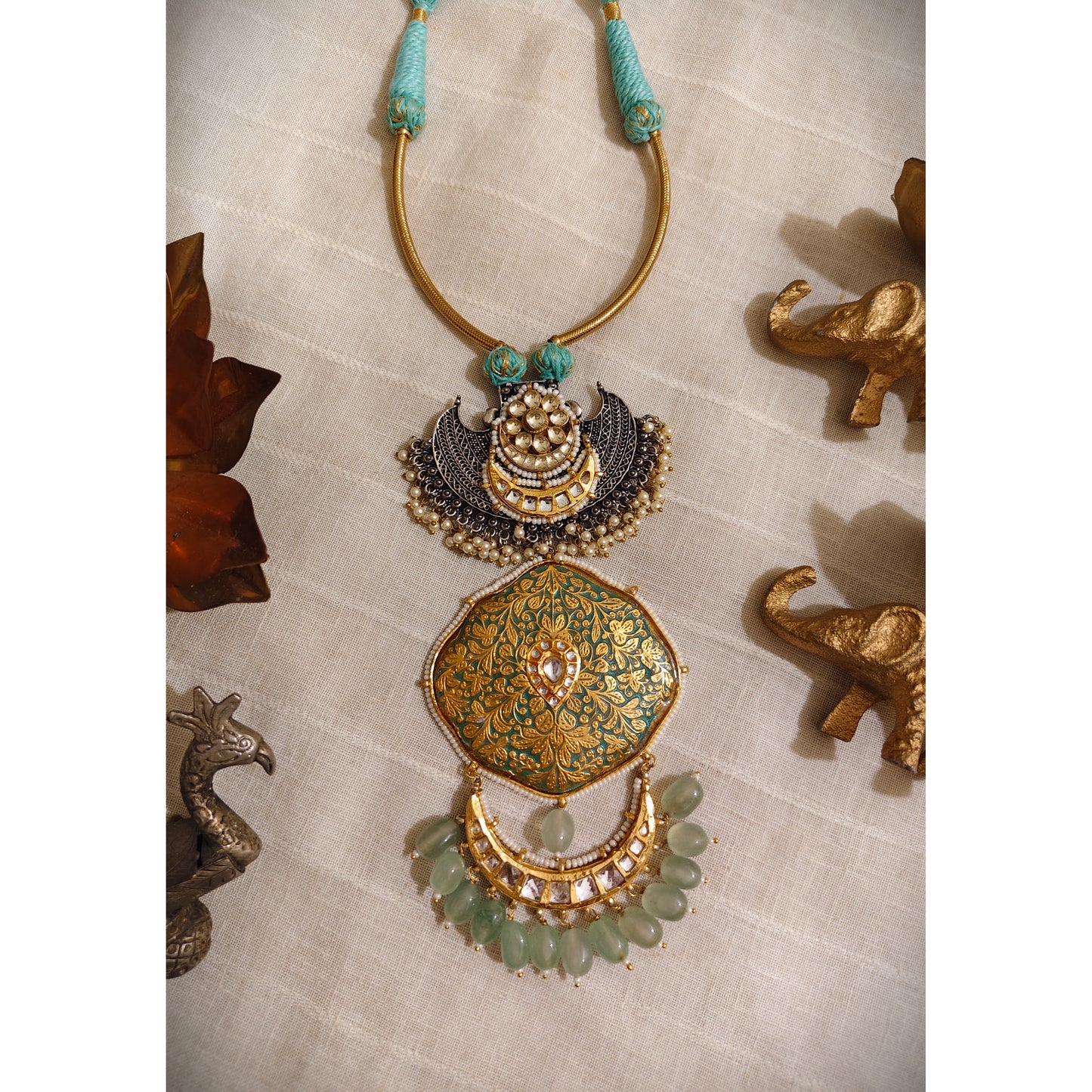 Beautiful Designer Fusion Long Pendant Hasli Style Necklace