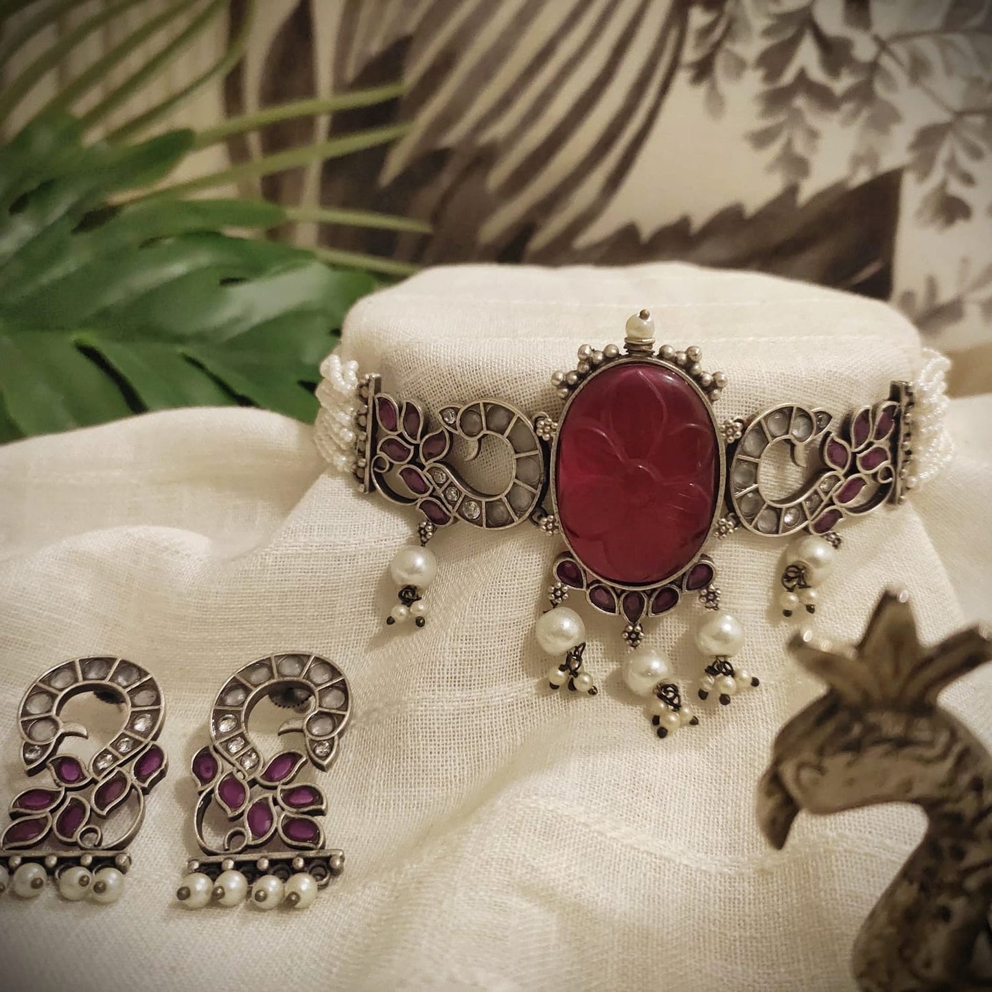 Beautiful Designer Peacock Choker With Earrings