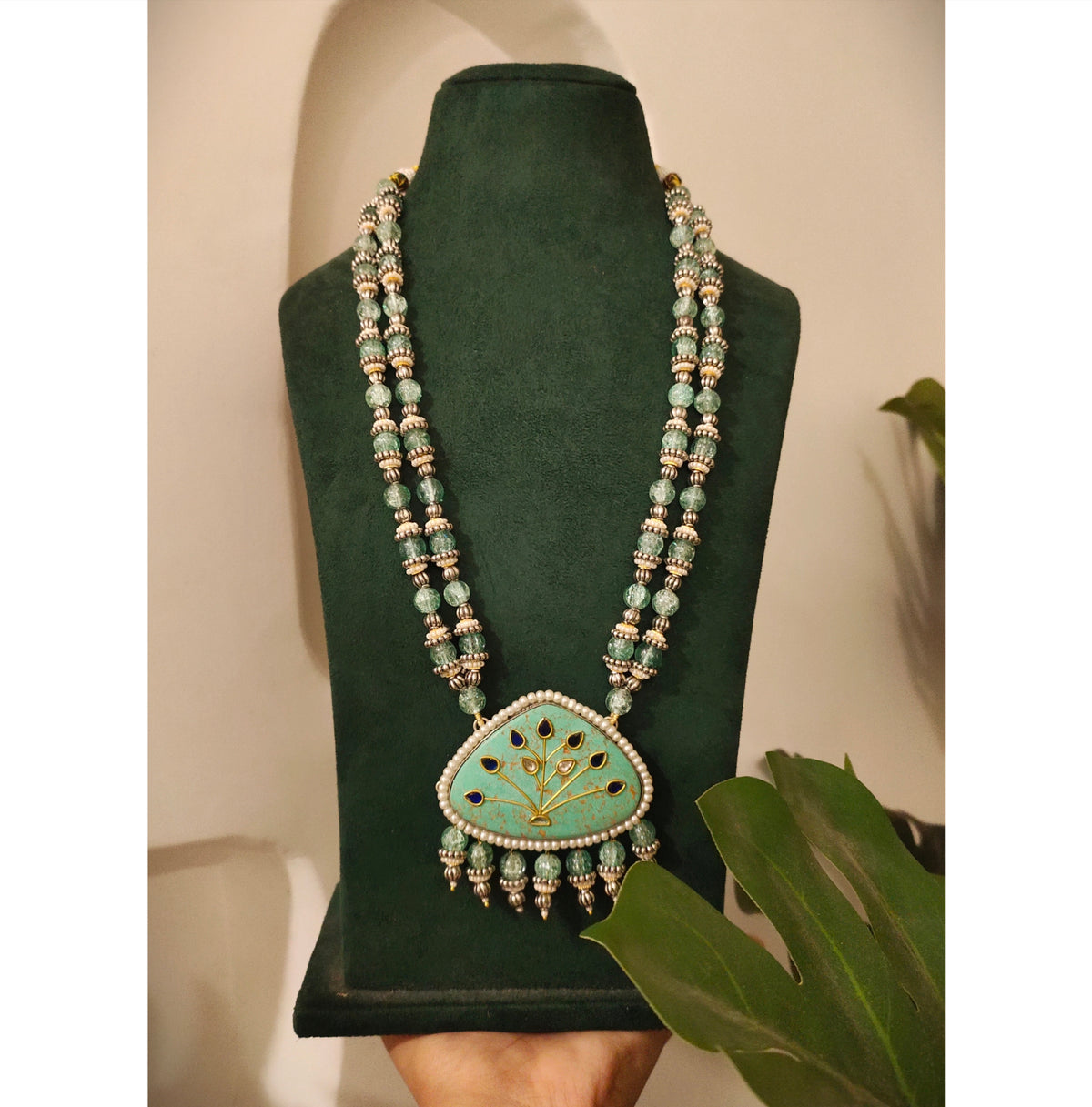 Beautiful Designer Turquoise Pendant Beaded Necklace