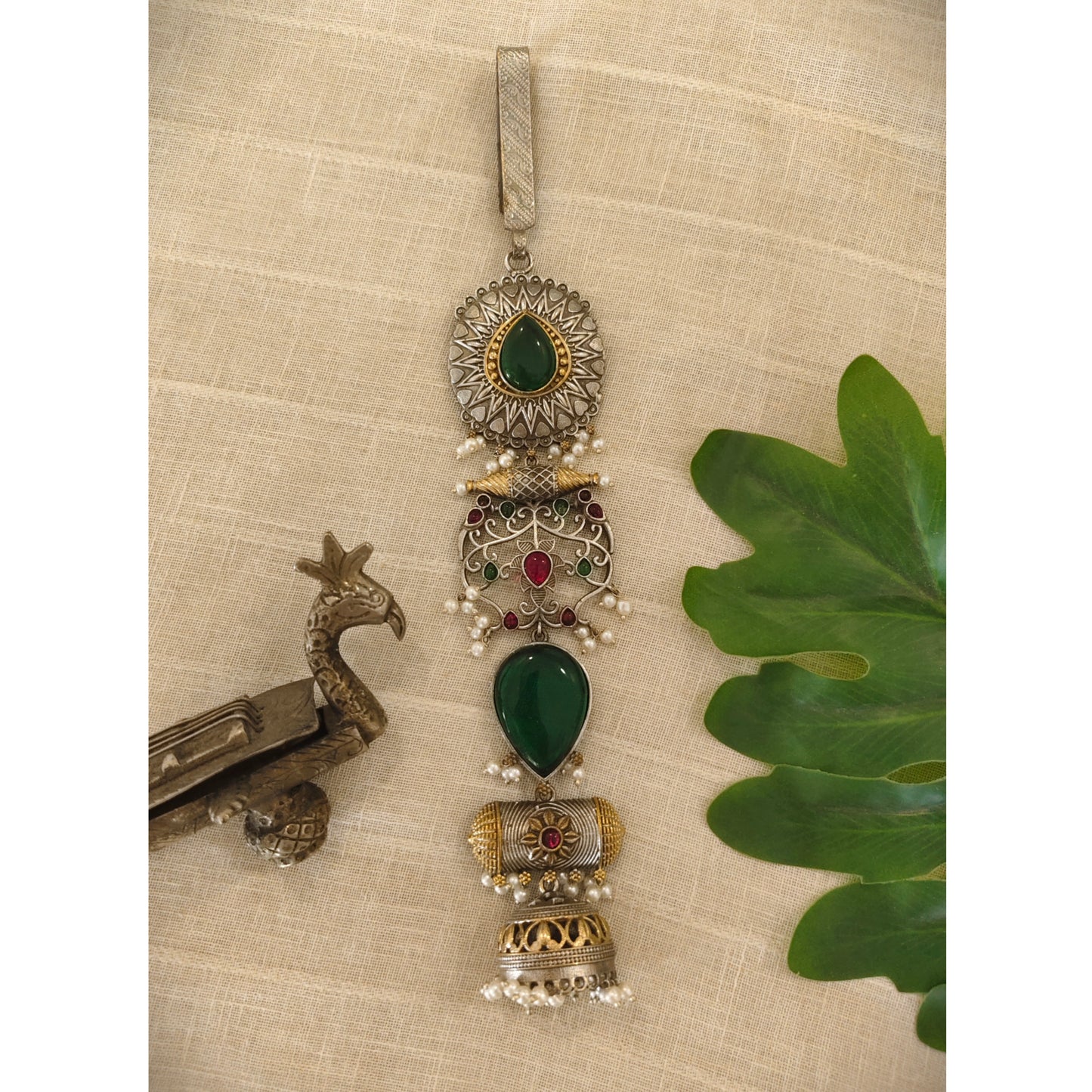 Beautiful Designer Dual Tone Stone Embedded Chaabi Guchha (To be worn on waist)
