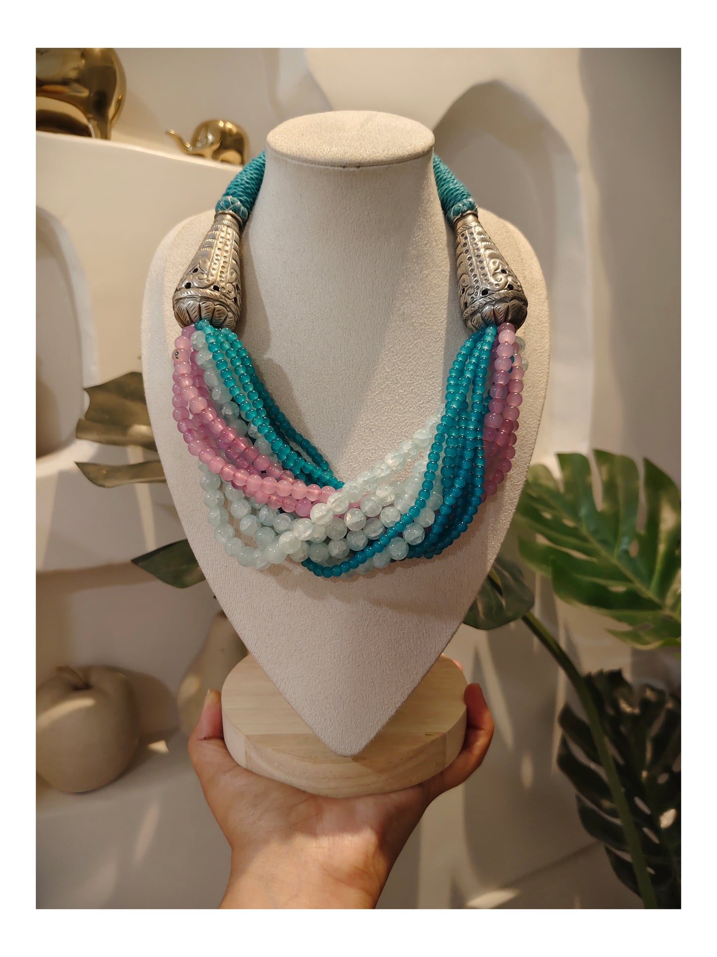 Beautiful Designer Twisted Beads Statement Necklace