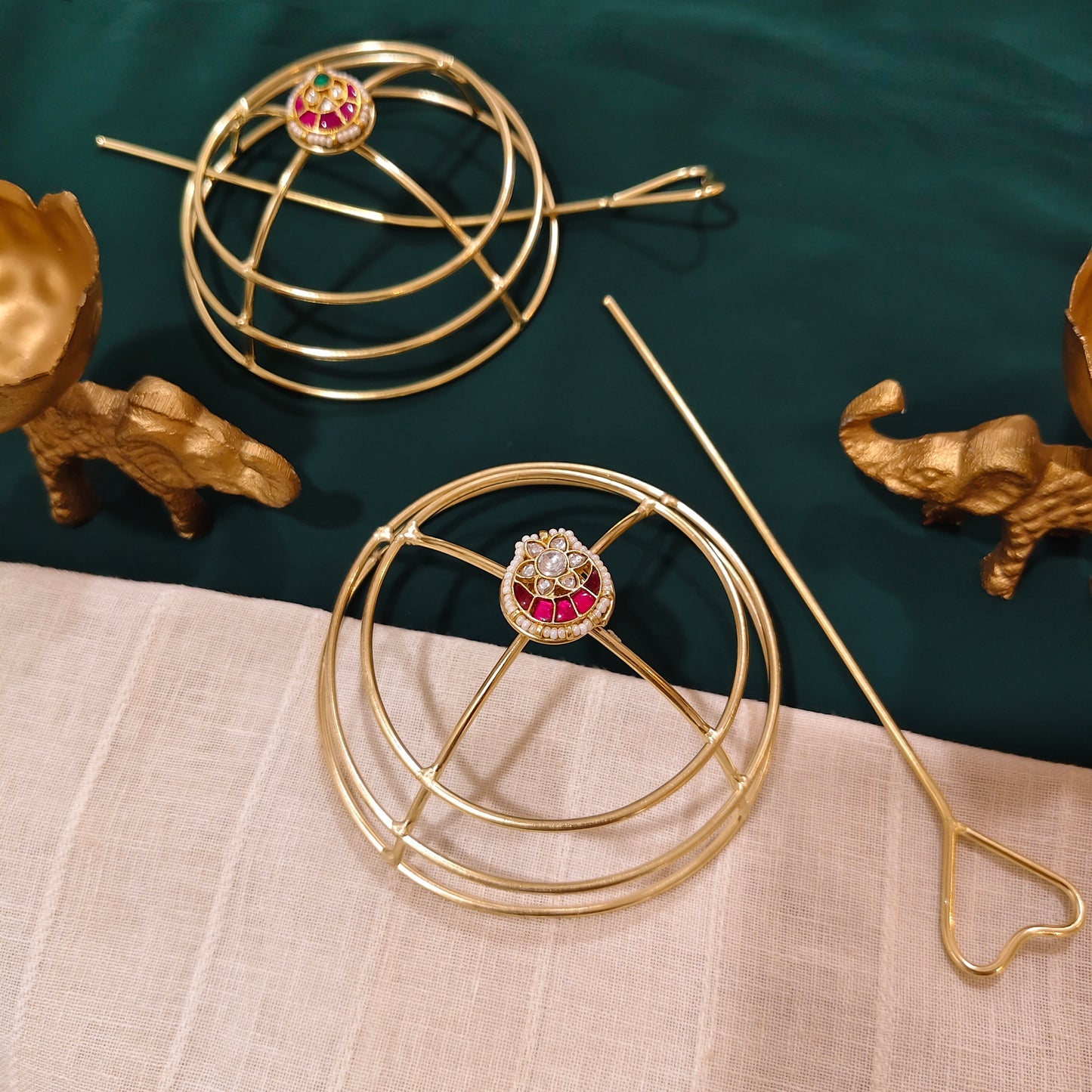 Beautiful Designer Statement Golden Hair Bun Cage Holder Each Pc