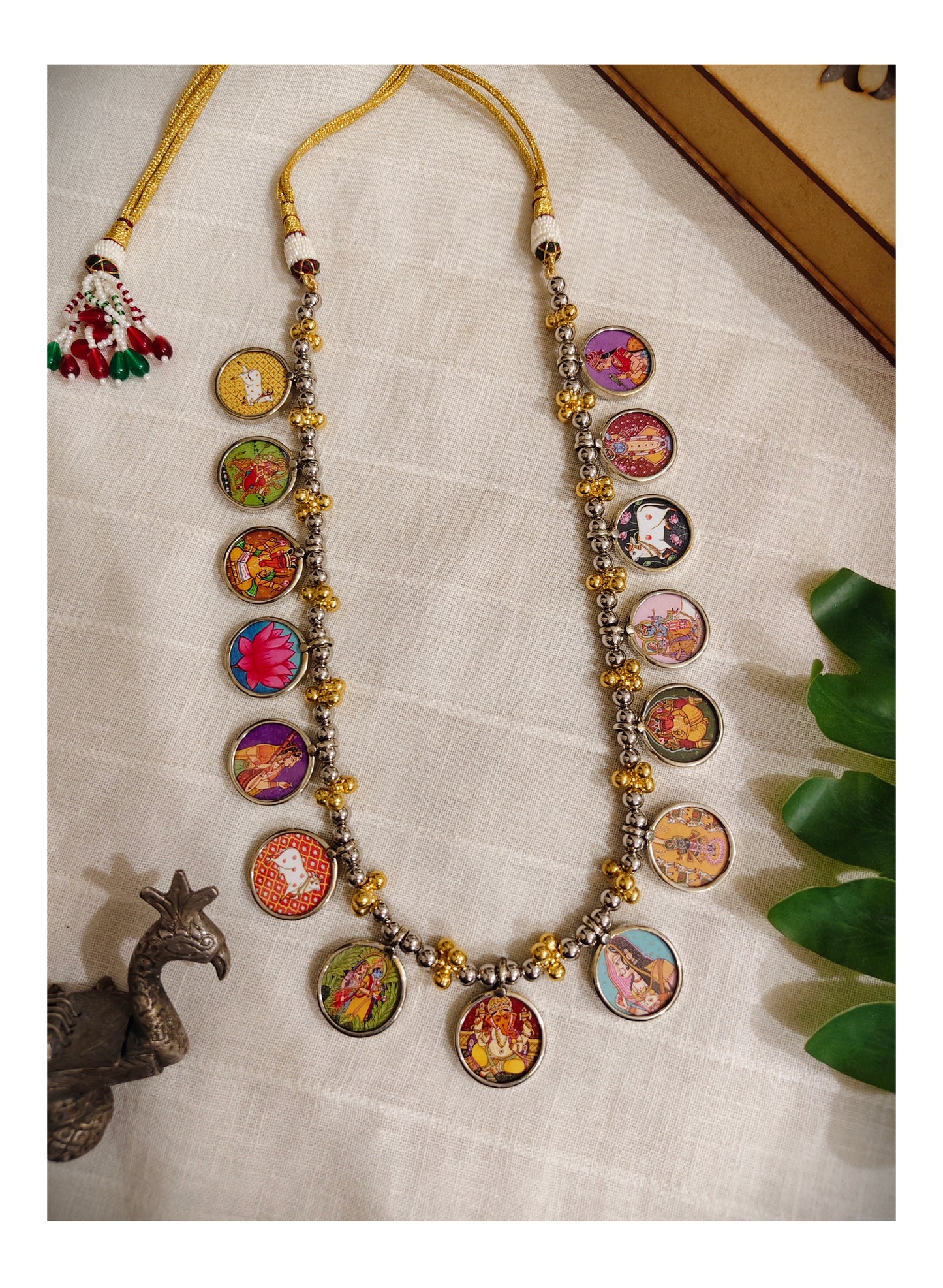 Beautiful Designer Painting Mix Dual Tone Necklace