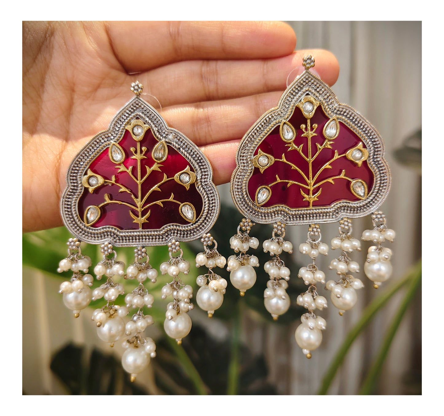 Beautiful Designer Jaal Big Earrings With Latkan