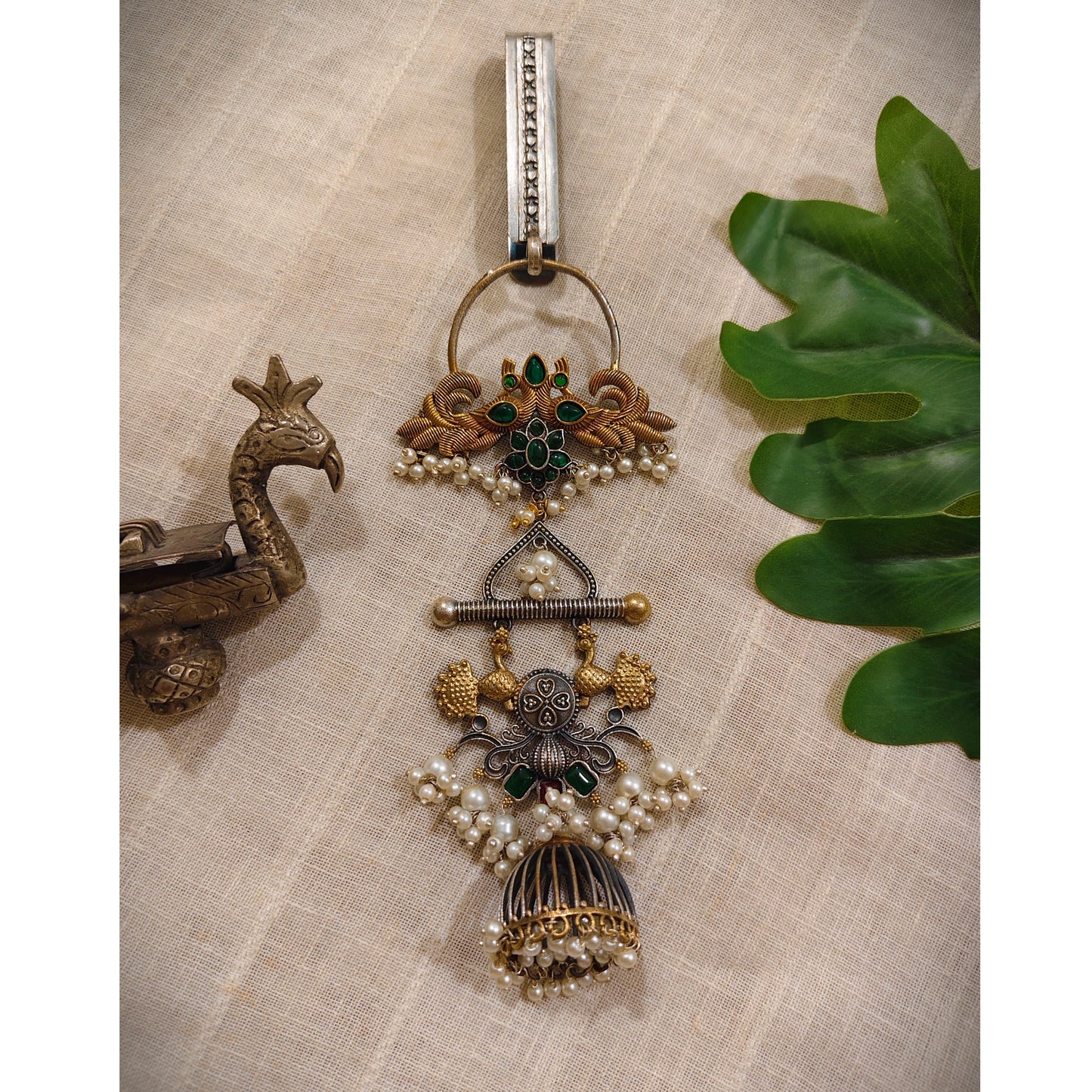 Beautiful Designer Dual Tone Stone Embedded Chaabi Guchha (To be worn on waist)