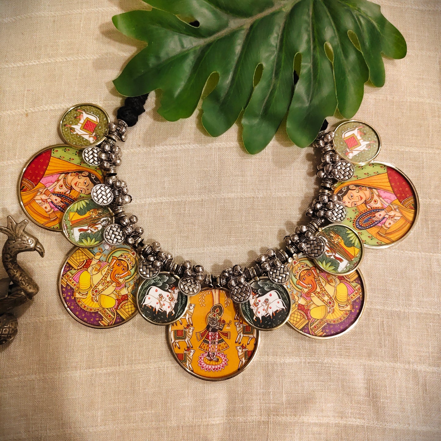 Beautiful Designer Painting Mix Overlapping Neckpiece