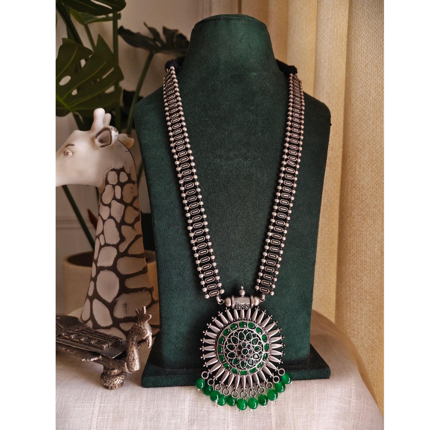 Beautiful Designer Stone Embedded Pendant Long Necklace