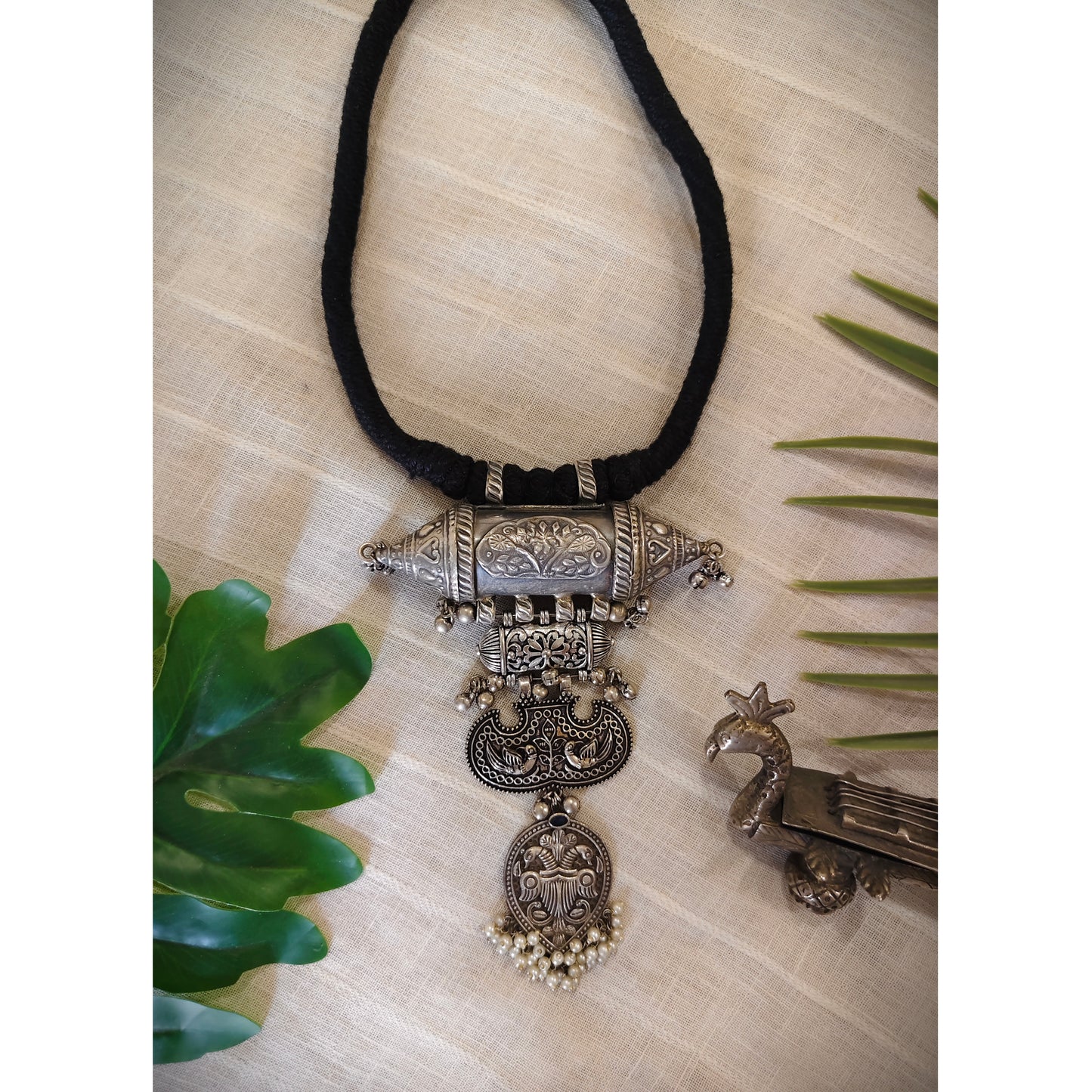 Beautiful Designer Taabiz Long Pendant Hasli Style Dori Neckpiece