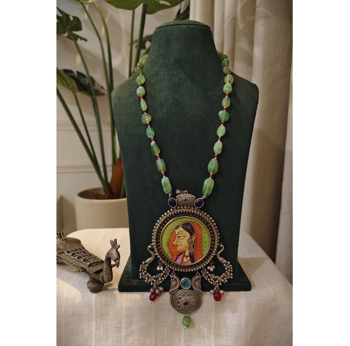 Beautiful Designer Painting Pendant Beads Mala Necklace