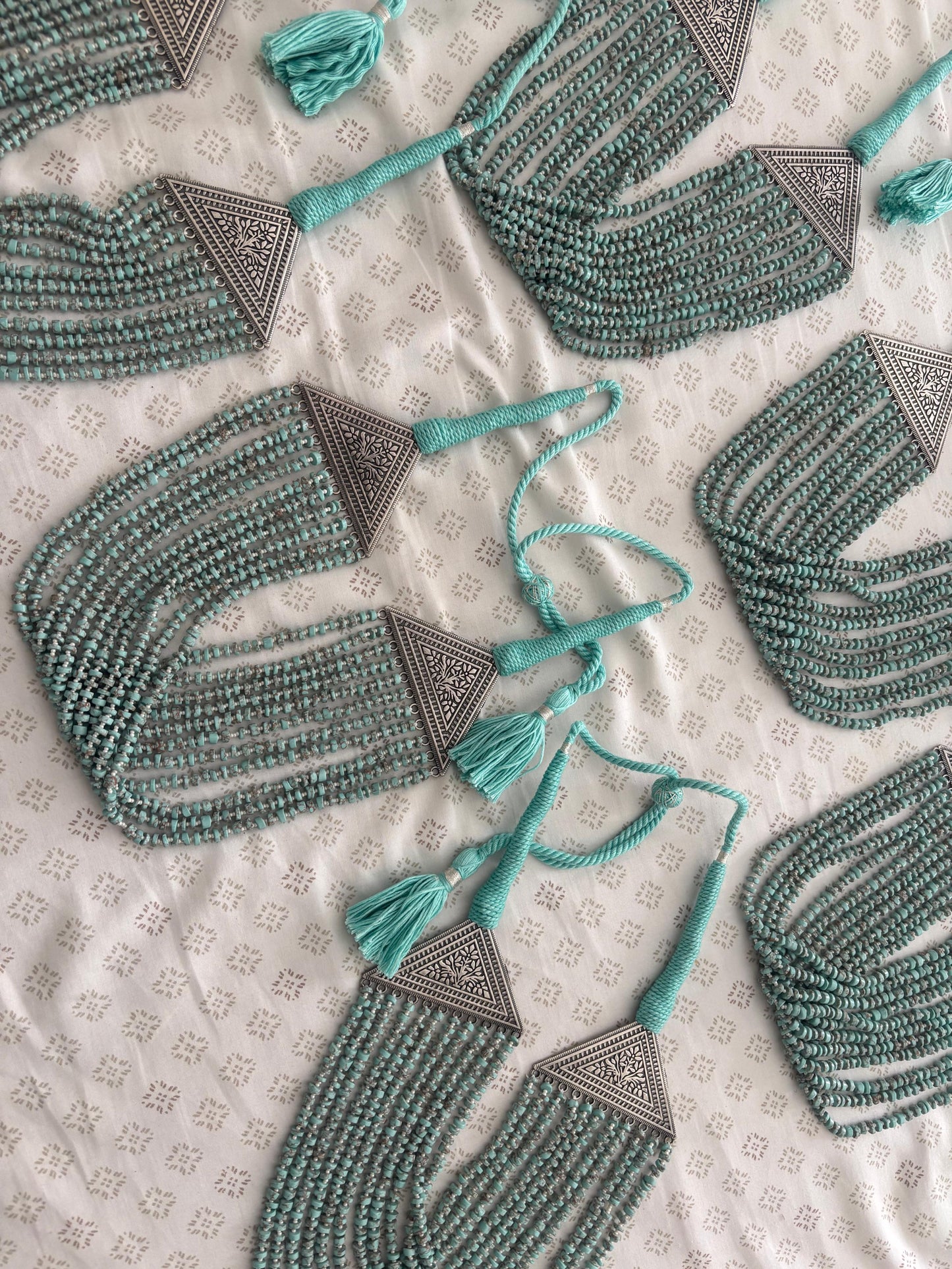 Beautiful Designer Firoza Beads Layered Neckpiece