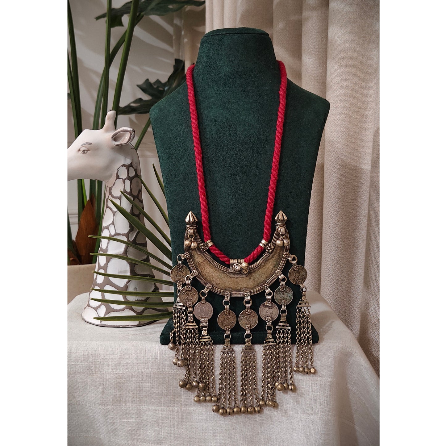 Beautiful Tribal Chaand Vintage Necklace With Handmade Dori