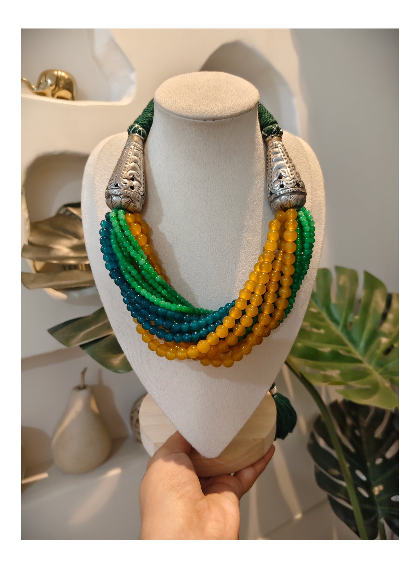 Beautiful Designer Twisted Beads Mix Statement Necklace