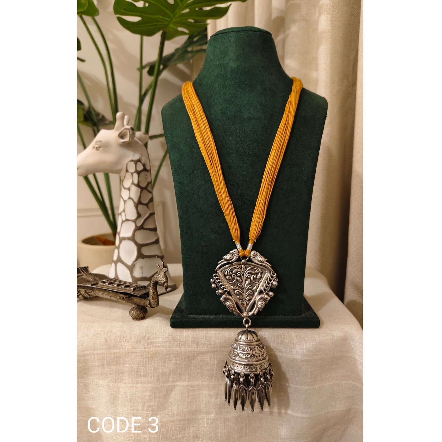 Beautiful Designer Brass Pendant Long Handmade Dori Necklace