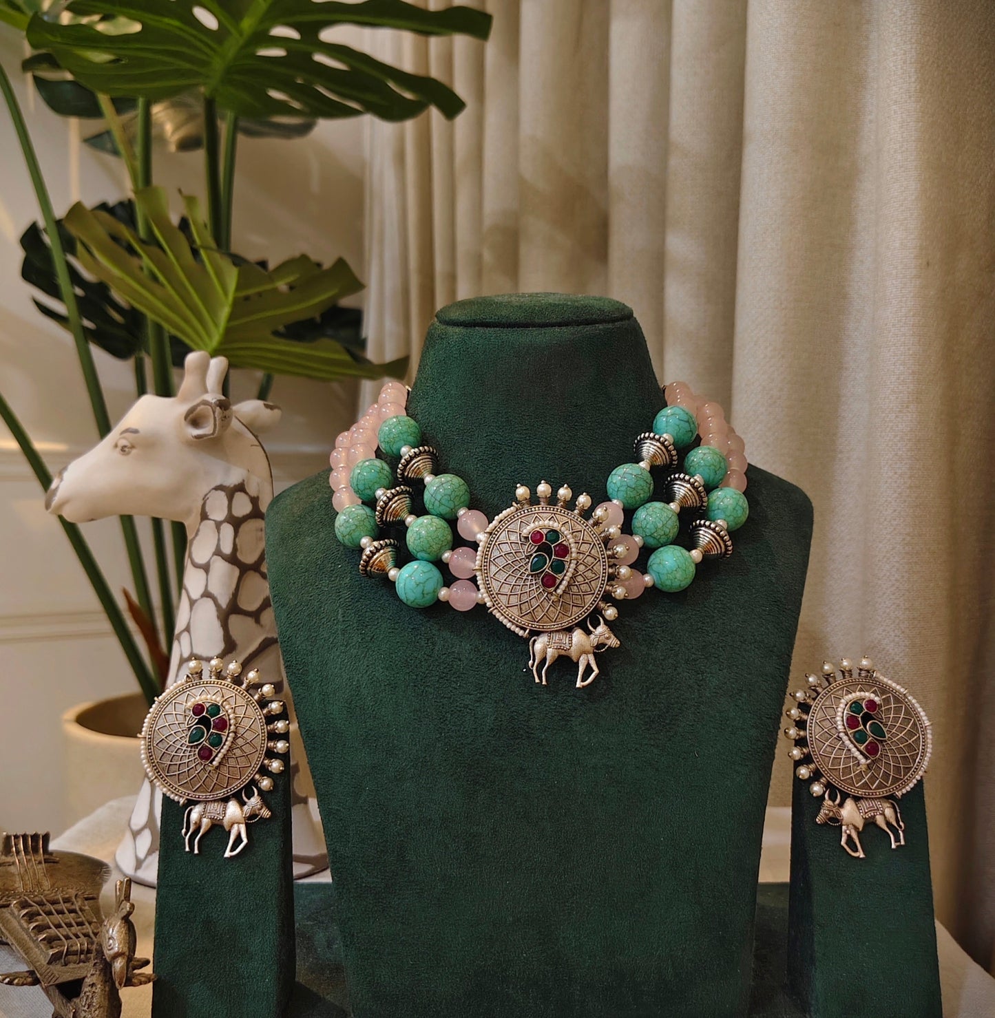 Beautiful Designer Beaded Neckpiece With Earrings