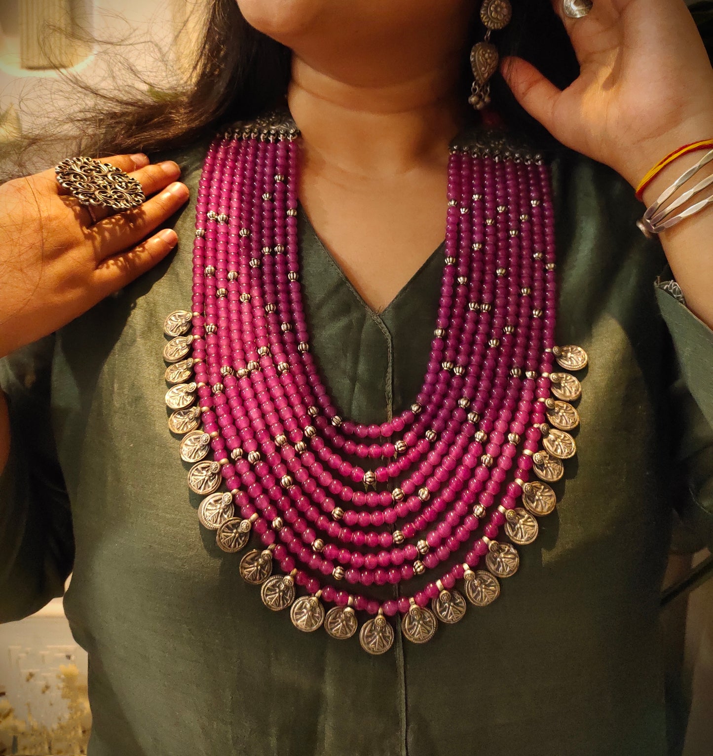 Beautiful Designer Layered Beaded Paatri Necklace