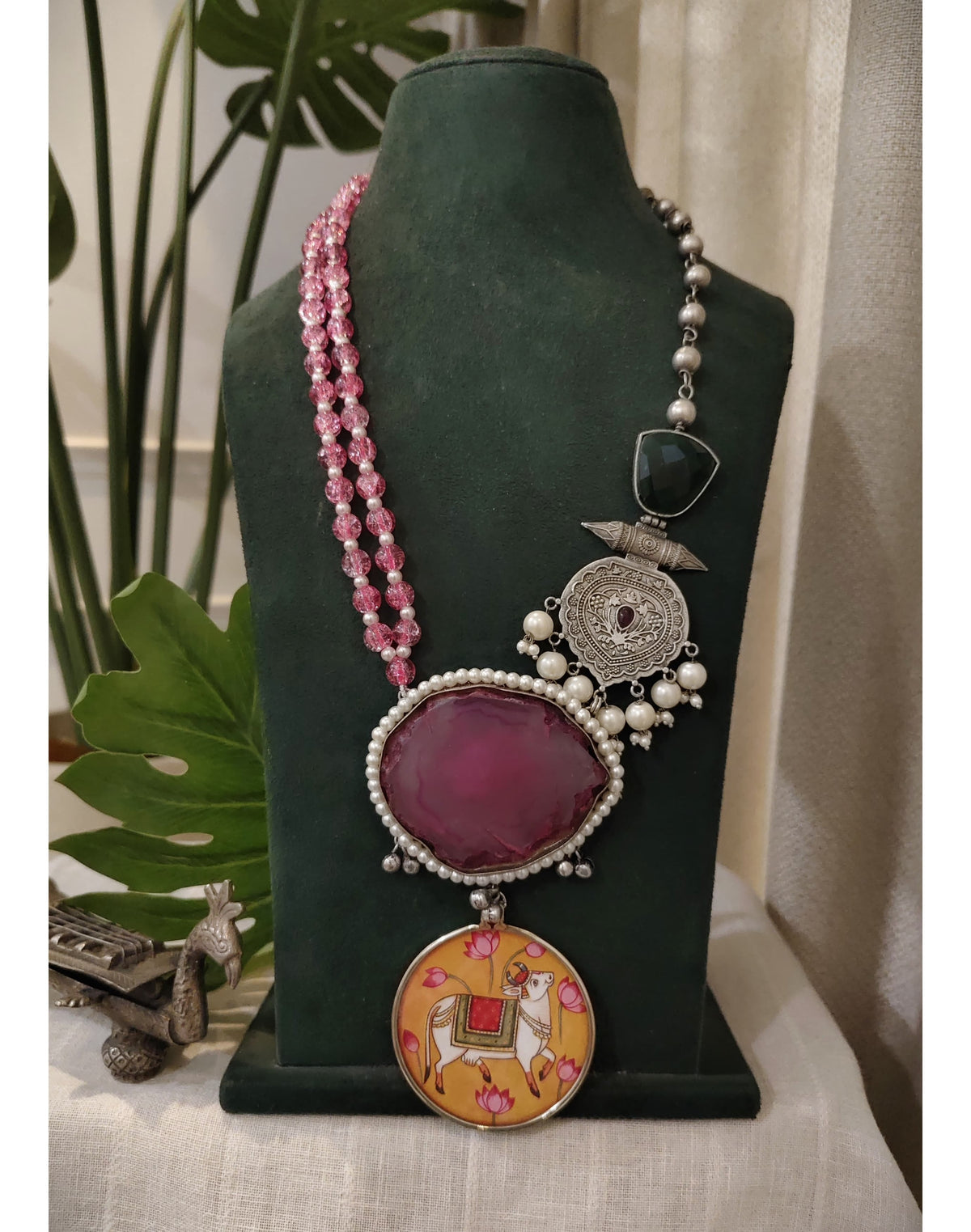 Beautiful Designer Painting & Natural Stone Stylish Necklace