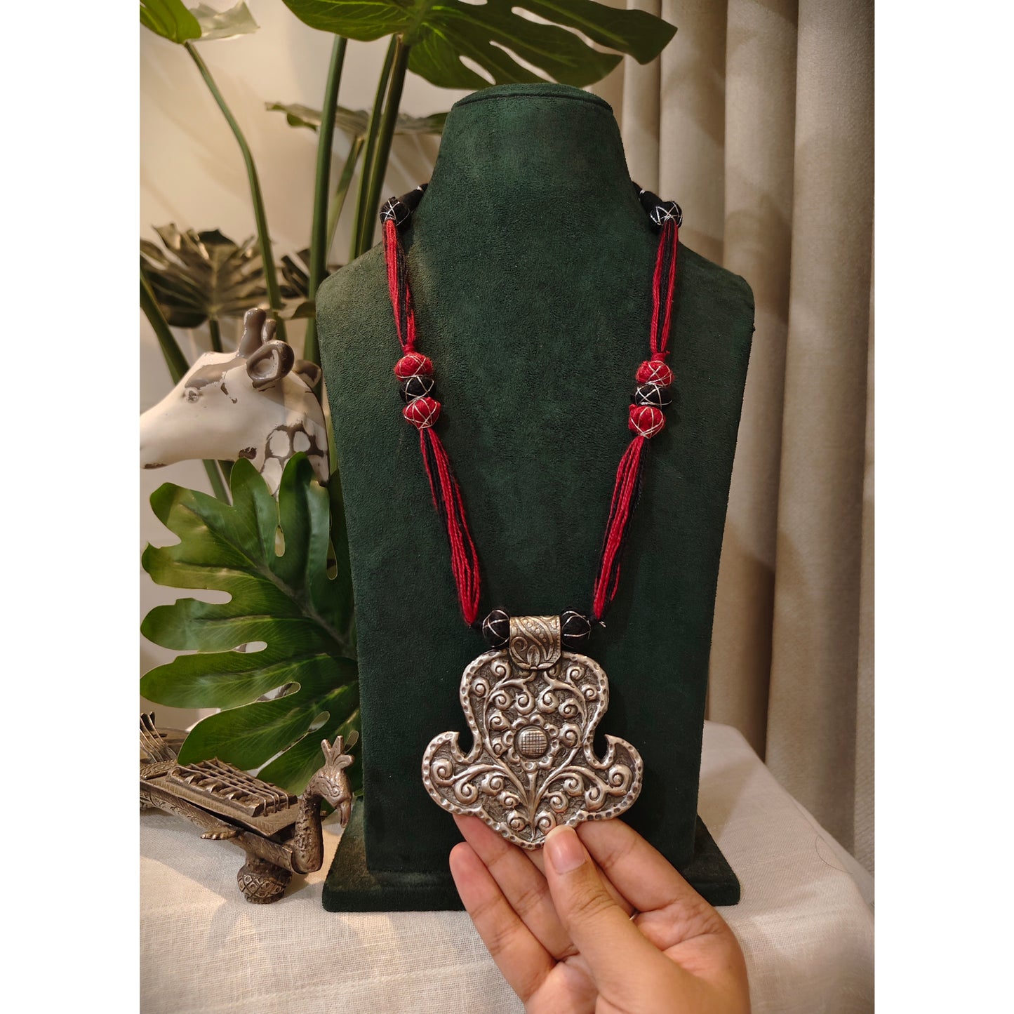 Beautiful Designer Chitai Work Pendant Dori Necklace