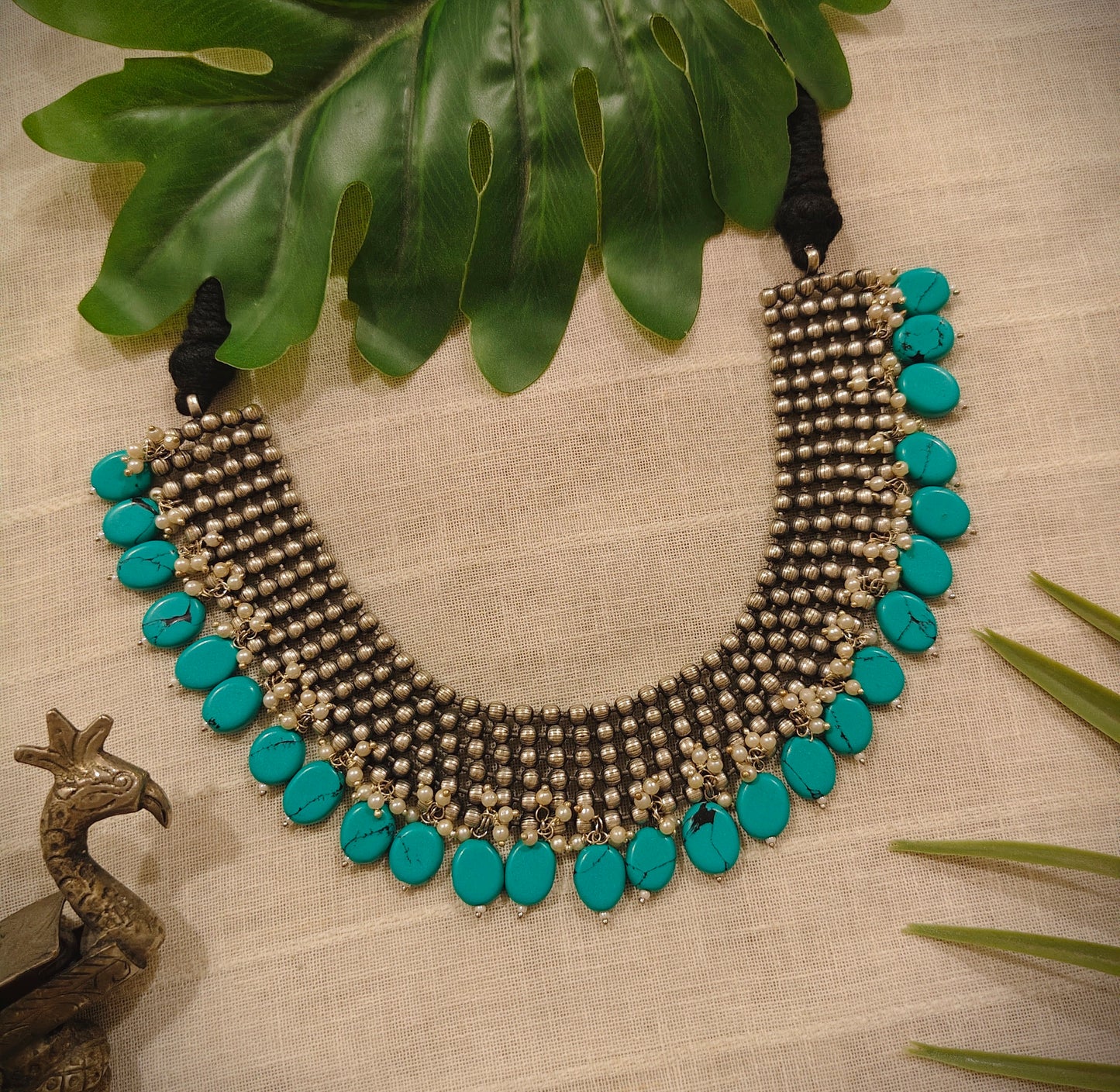 Beautiful Designer Turquoise Beads Latkan Neckpiece
