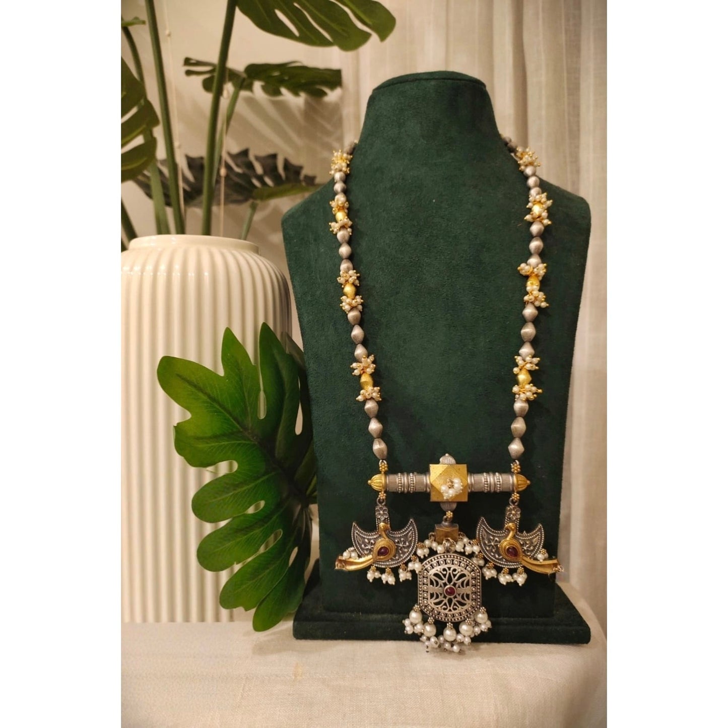 Beautiful Designer Dual Tone Long Necklace