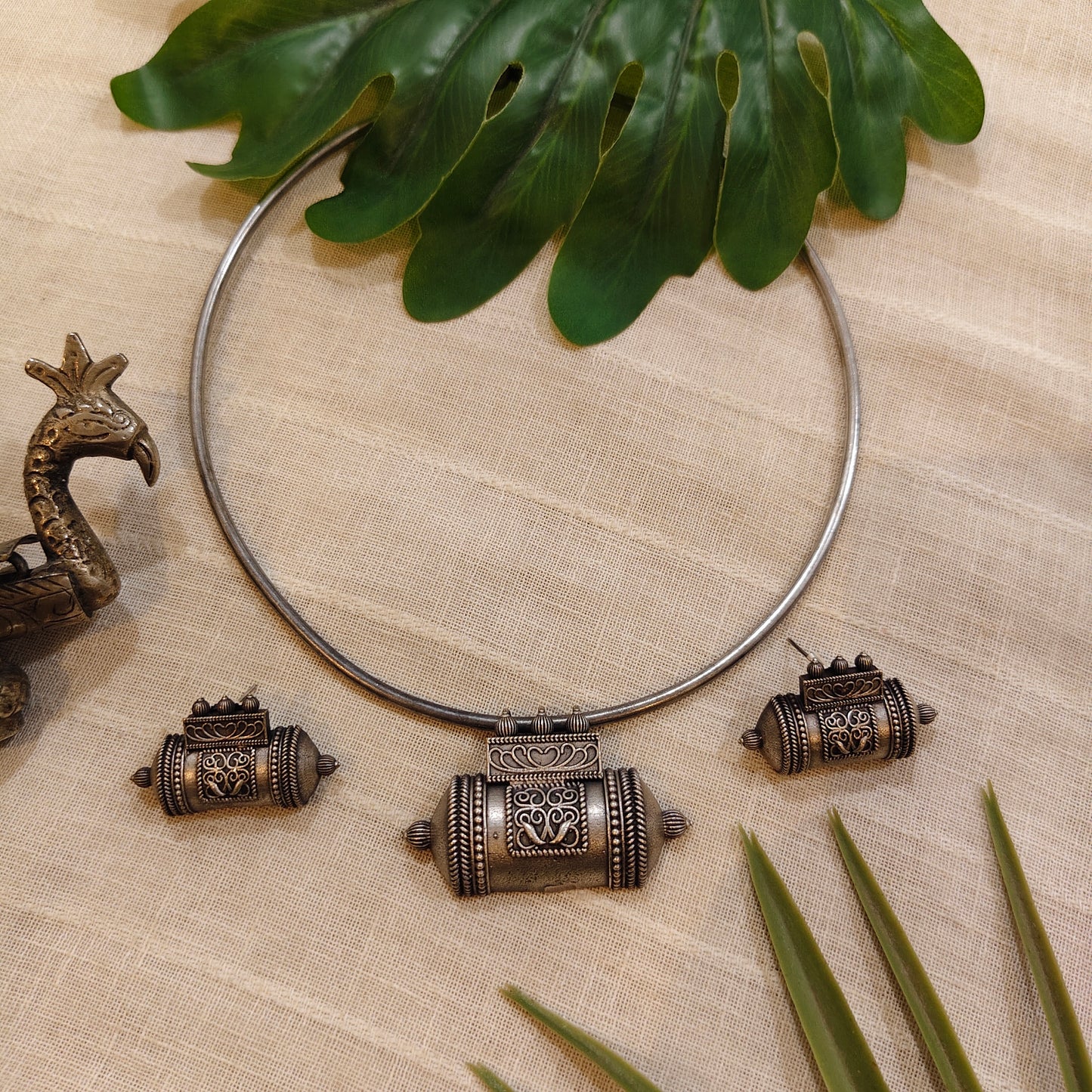 Beautiful Designer Brass Hasli With Earrings