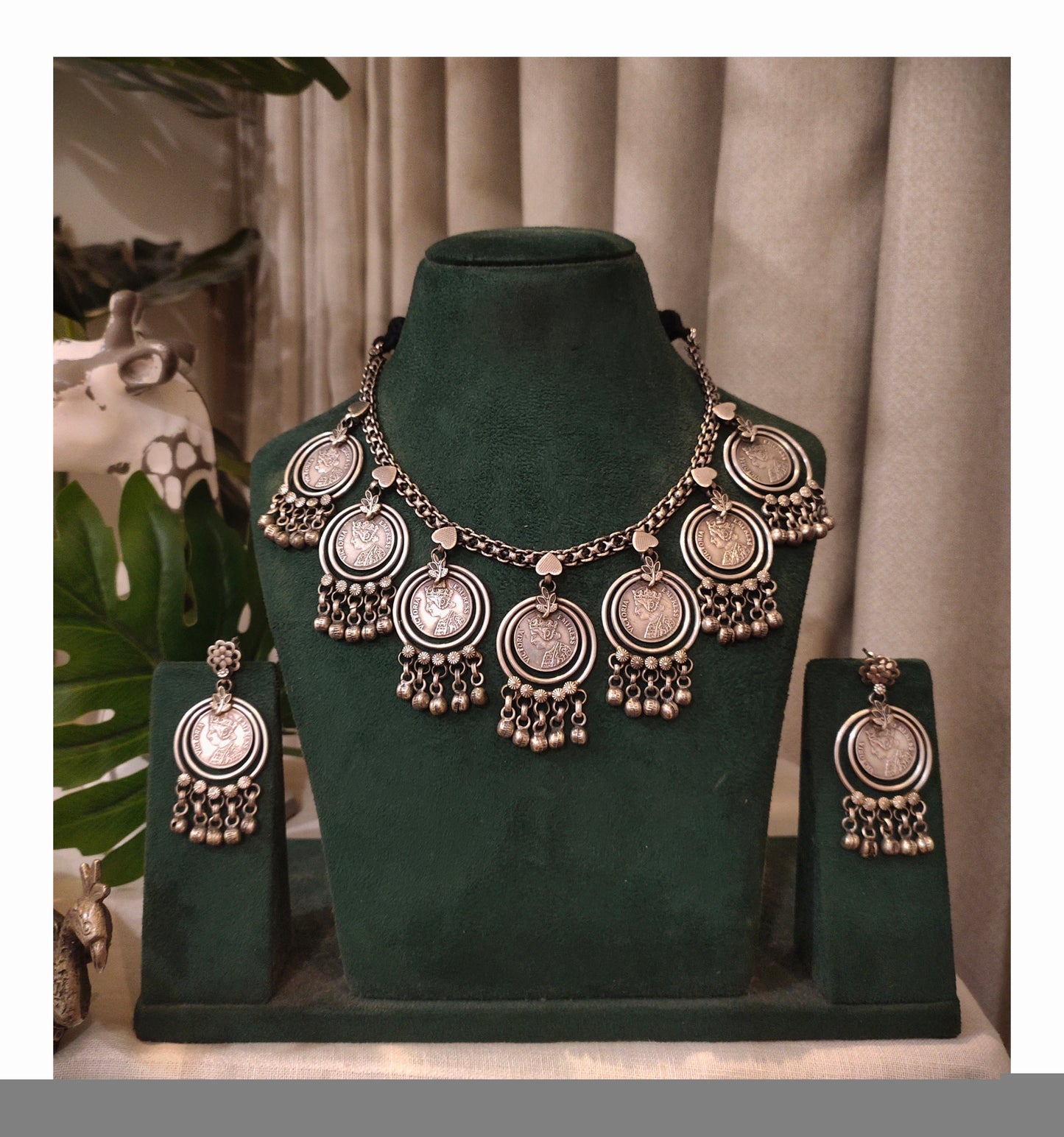 Beautiful Designer Coins Neckpiece With Earrings