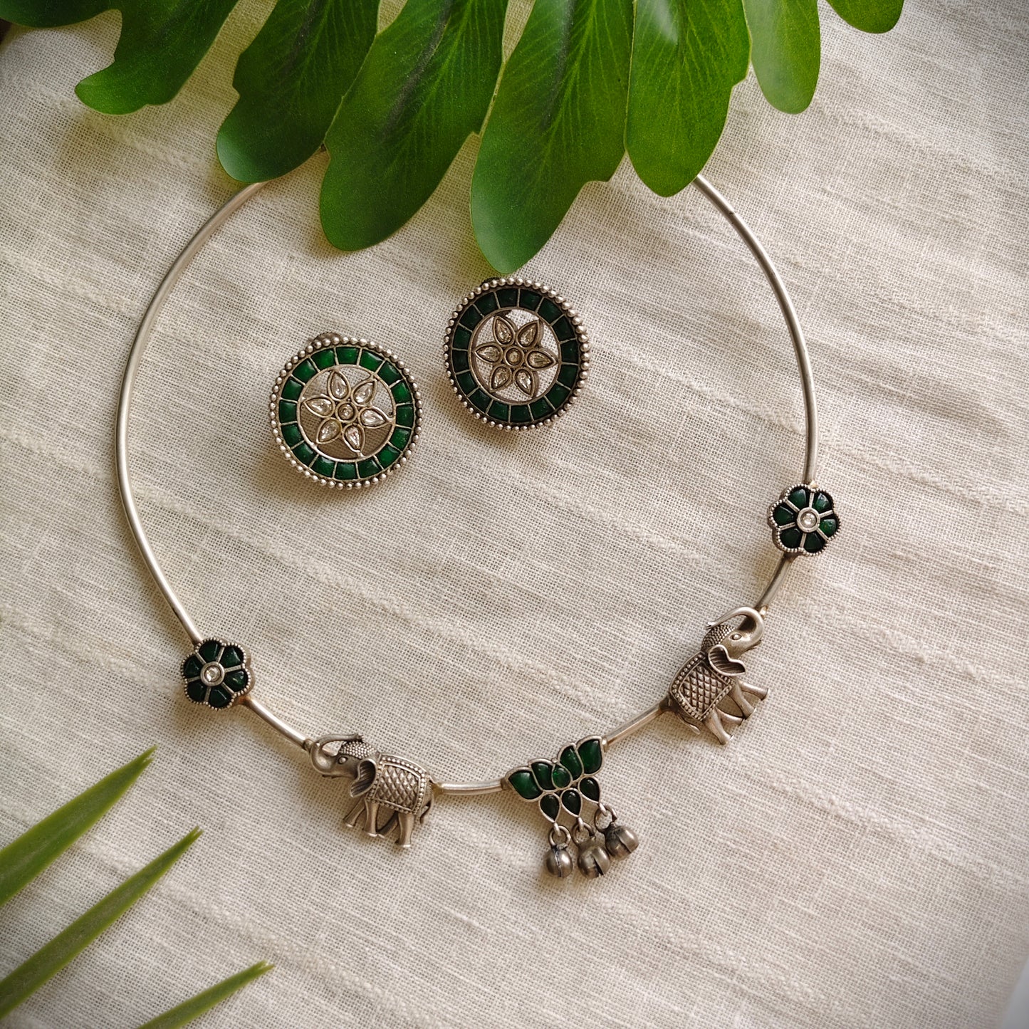 Beautiful Designer Kempstone Hasli With Earrings