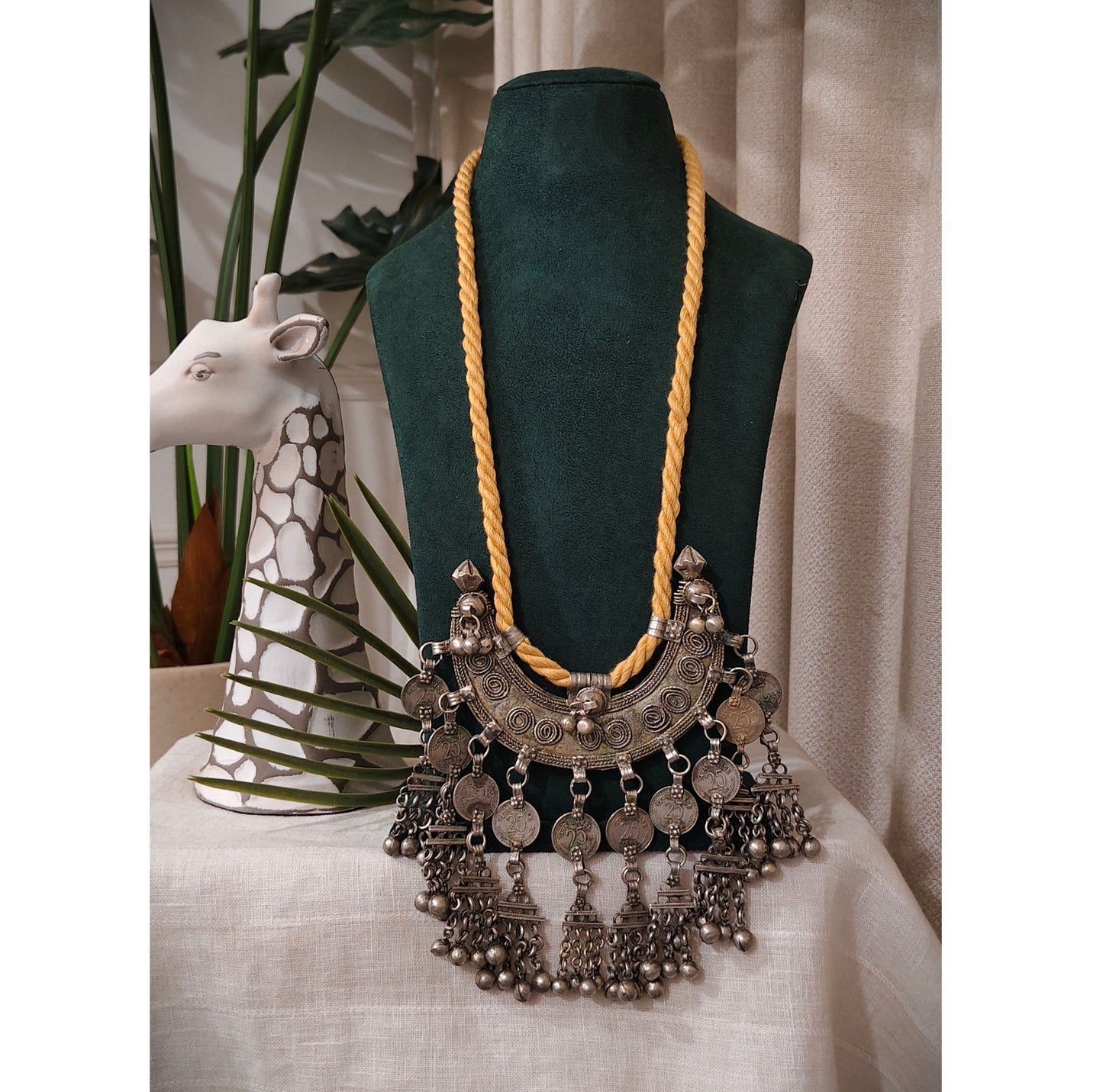 Beautiful Tribal Chaand Vintage Necklace With Handmade Dori