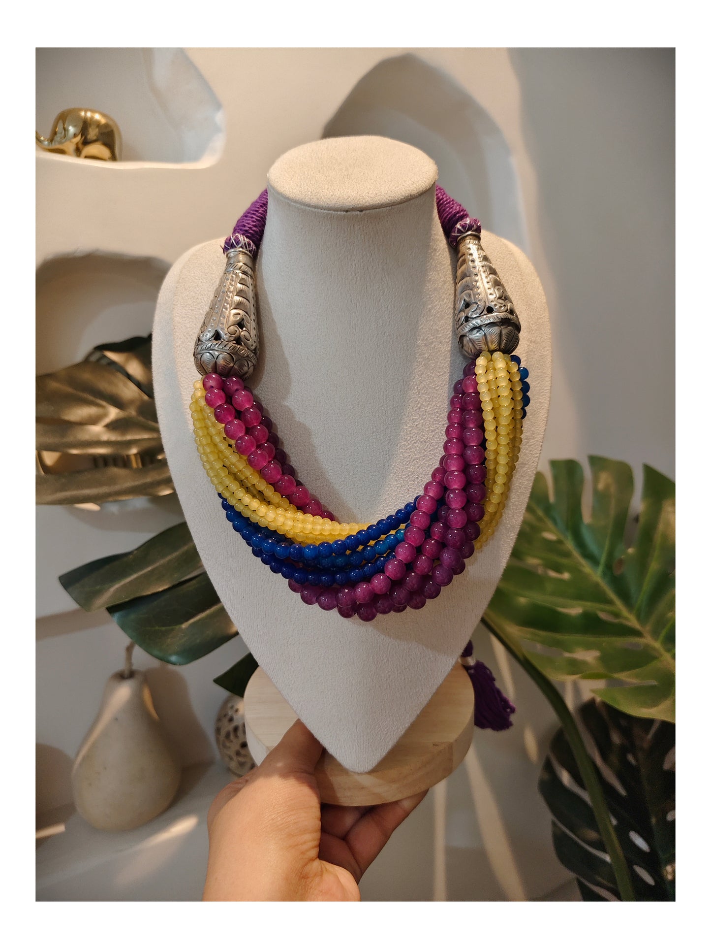 Beautiful Designer Twisted Beads Mix Statement Necklace