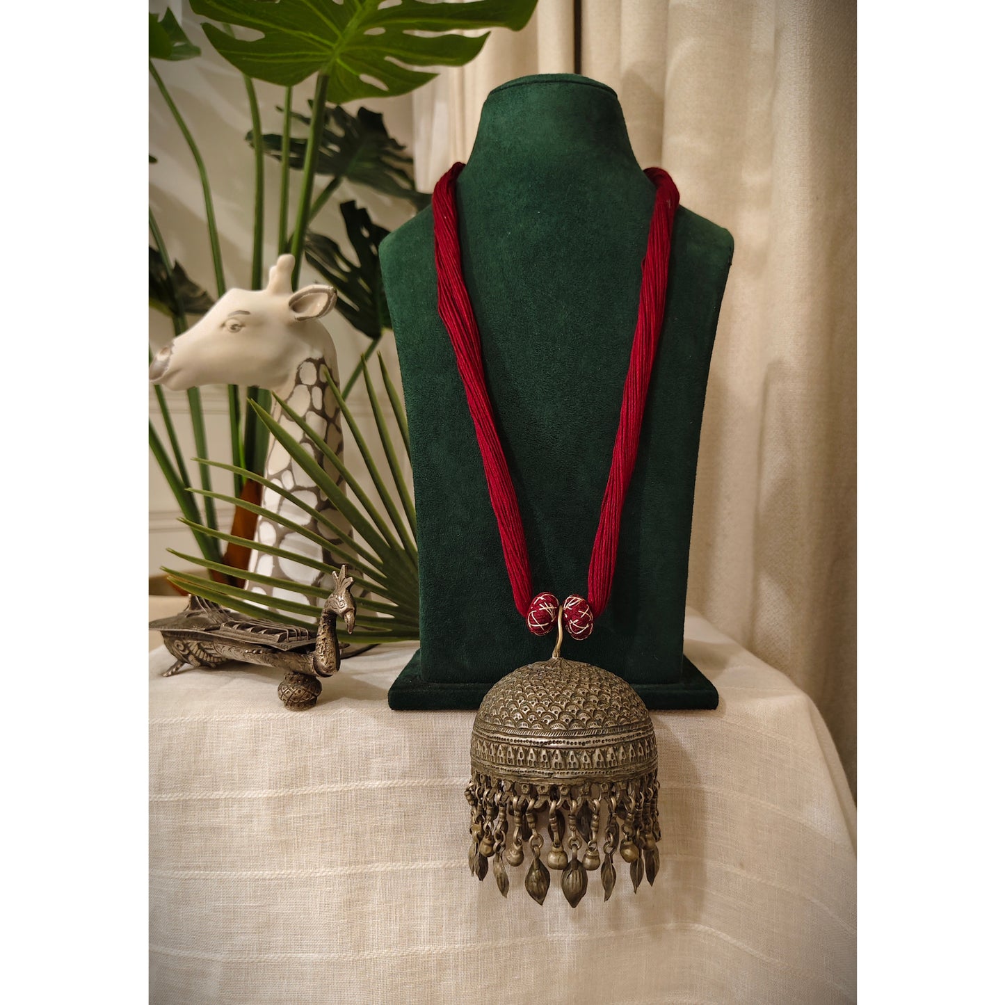 Beautiful Designer Afghani Vintage Pendant Long Handmade Dori Necklace