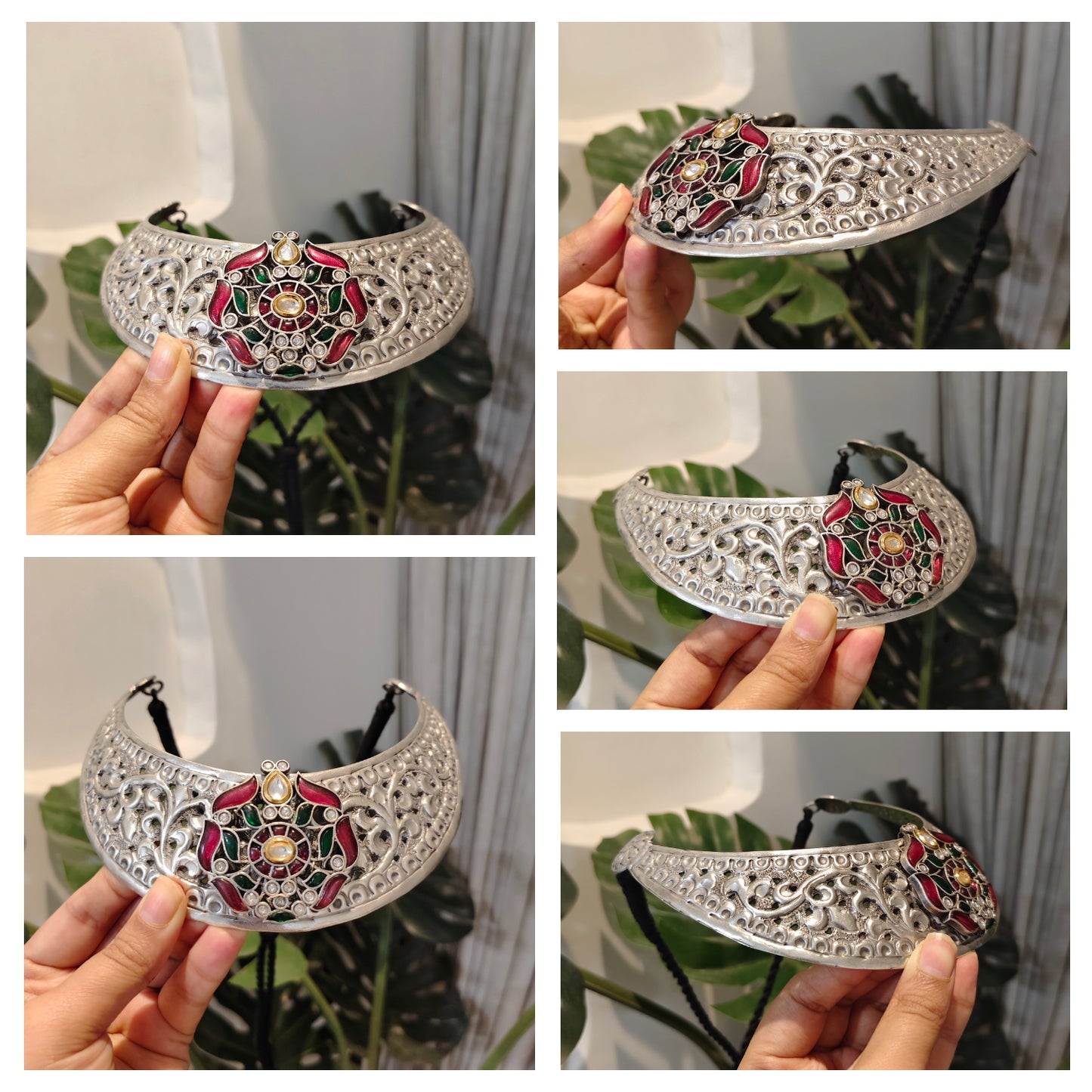 Beautiful Designer Kempstone Detailing Chitai Work Neckpiece