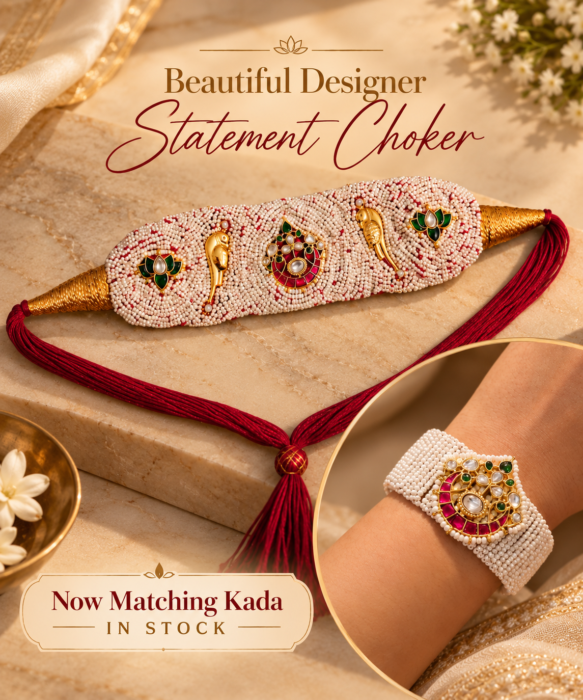 Beautiful Designer Statement Choker & Matching Kada Combo