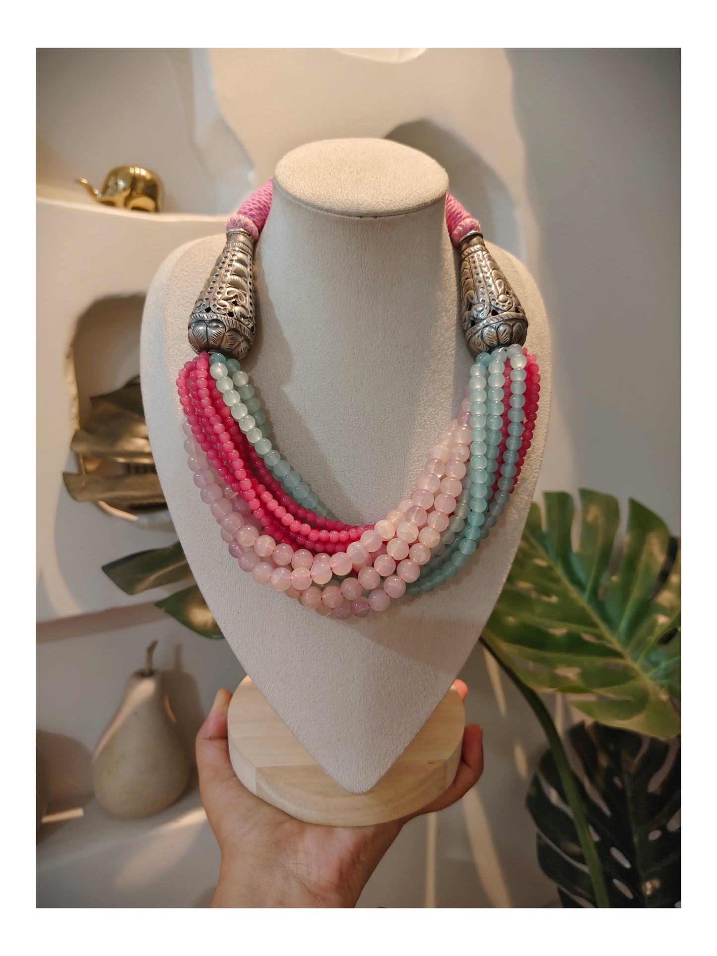 Beautiful Designer Twisted Beads Mix Statement Necklace