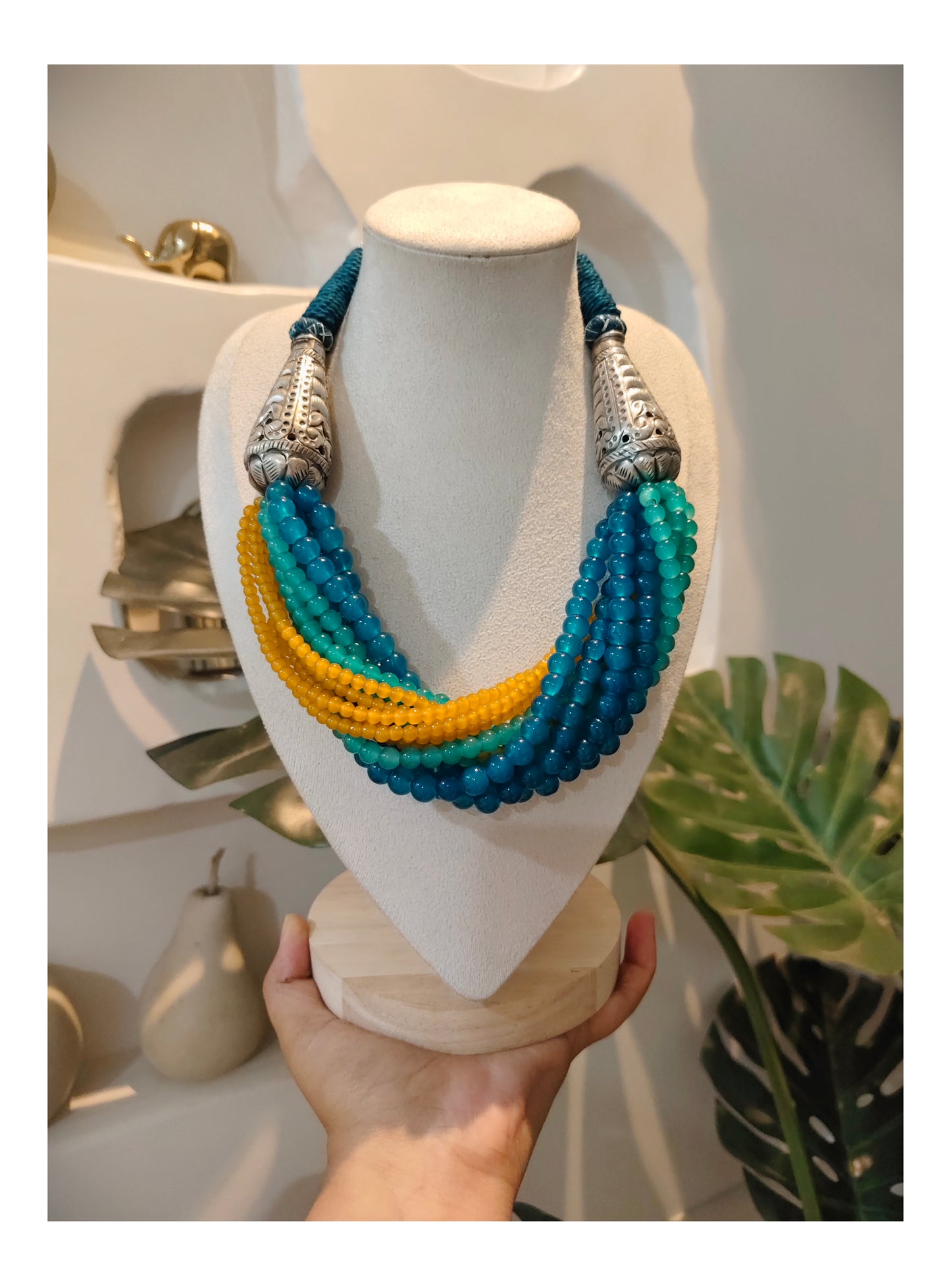 Beautiful Designer Twisted Beads Mix Statement Necklace