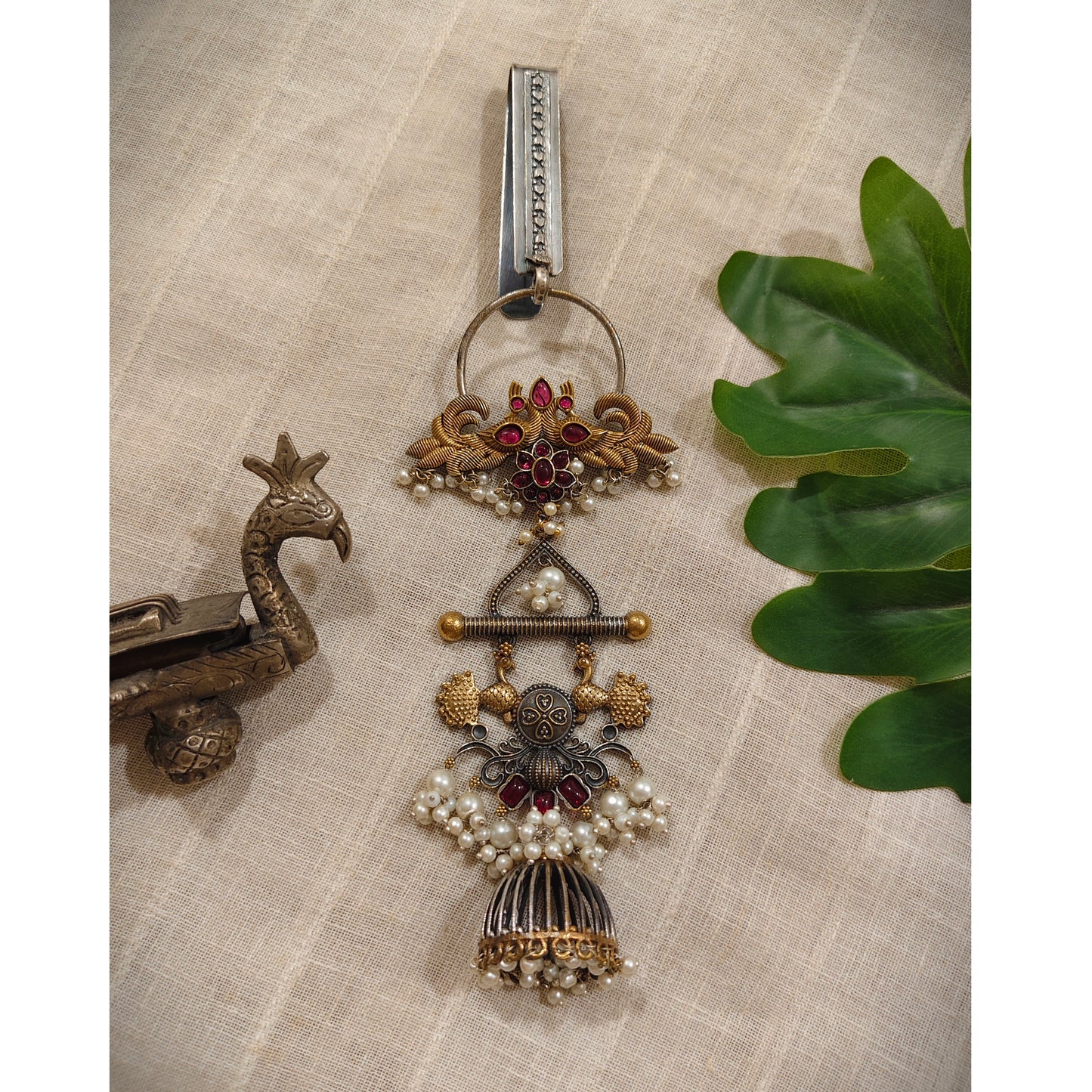 Beautiful Designer Dual Tone Stone Embedded Chaabi Guchha (To be worn on waist)