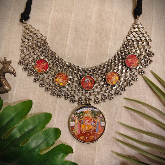 Beautiful Designer Painting Mix Jaal Patta Neckpiece